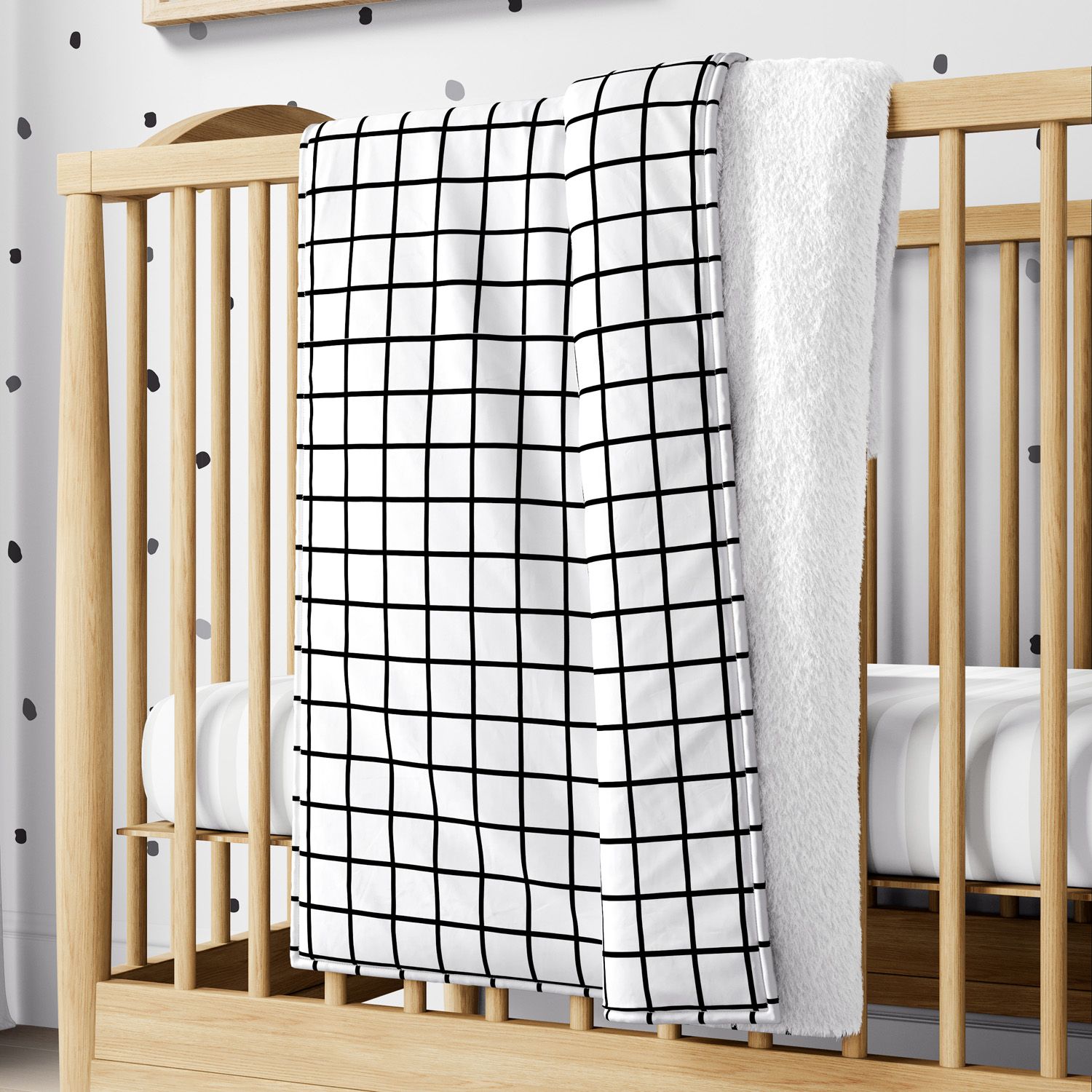 Manta Dupla Face com Soft Quadriculado Preto e Branco 1M