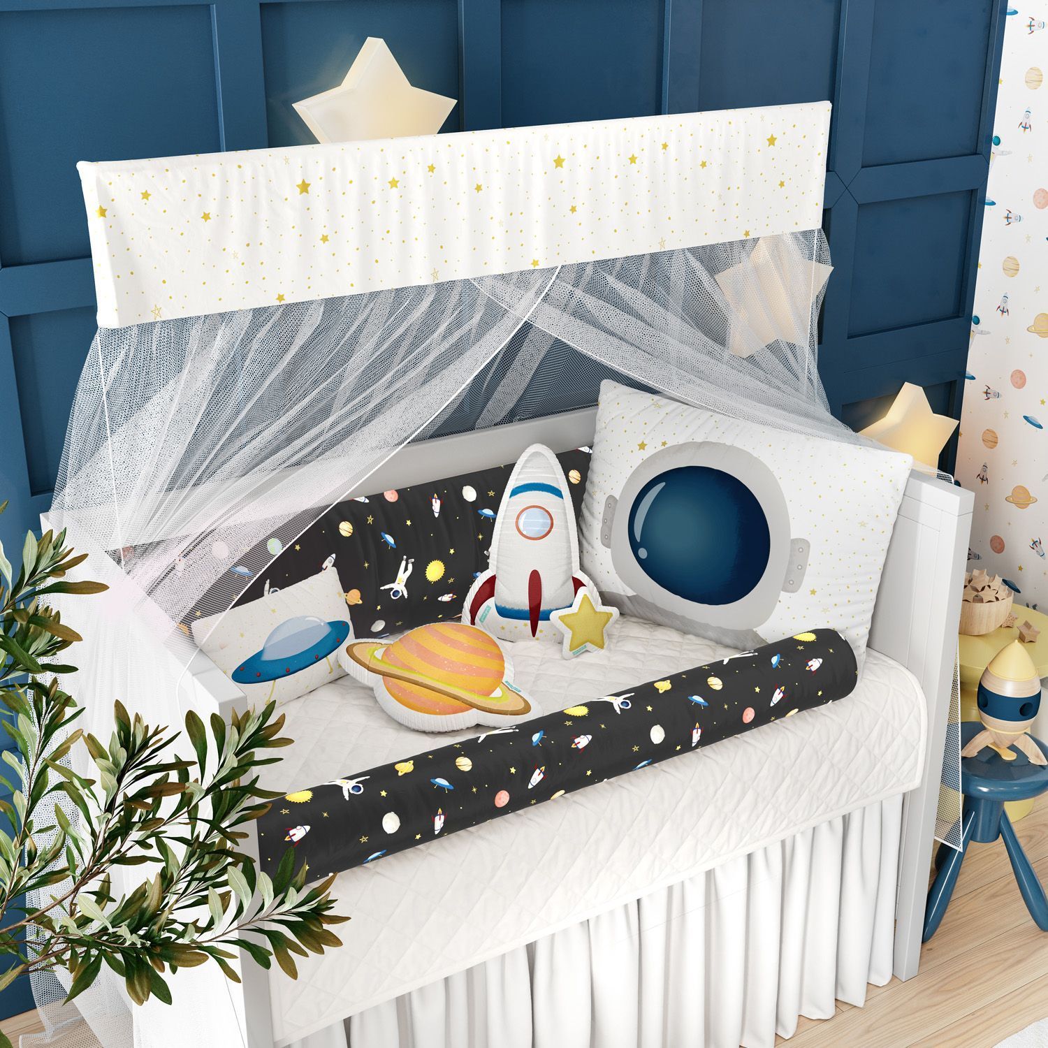 Edredom De Berço Foguete no Espaço