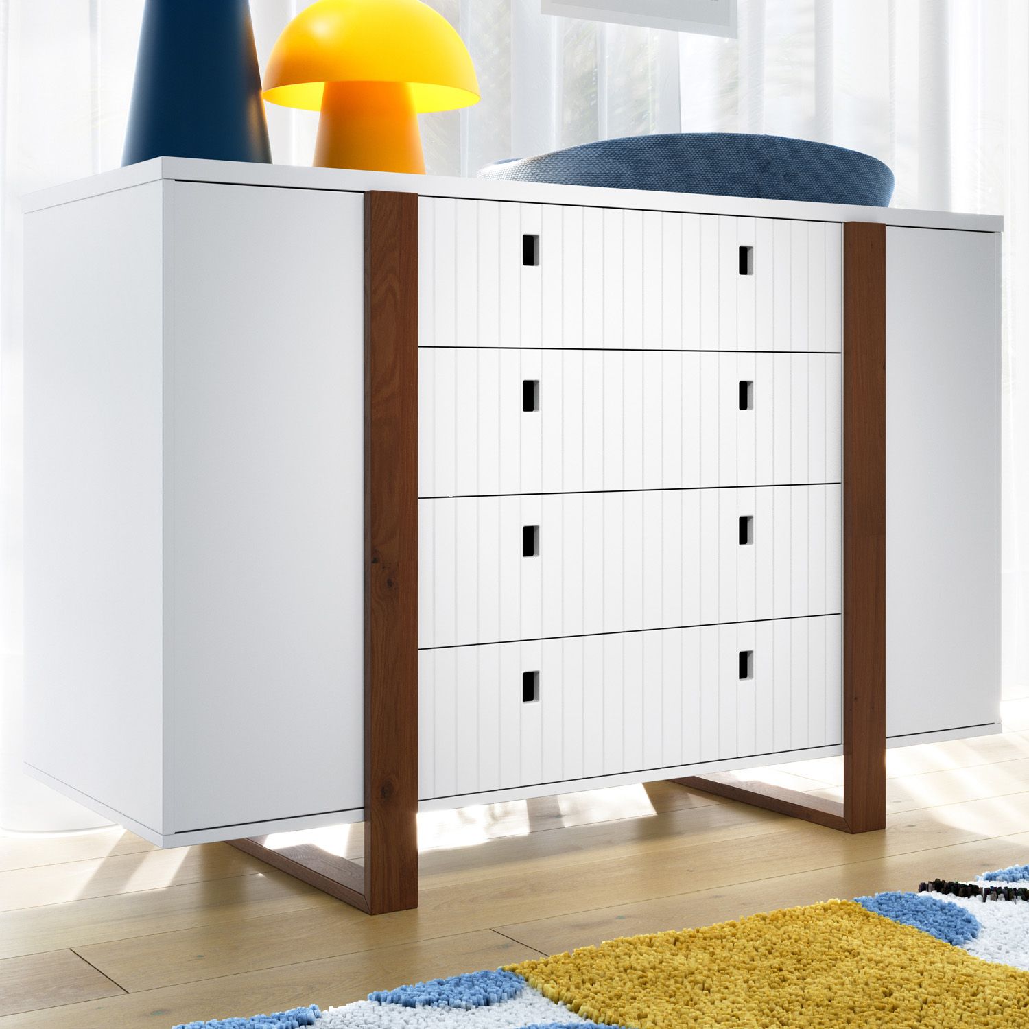 Cômoda Infantil Branco com Porta Dominó