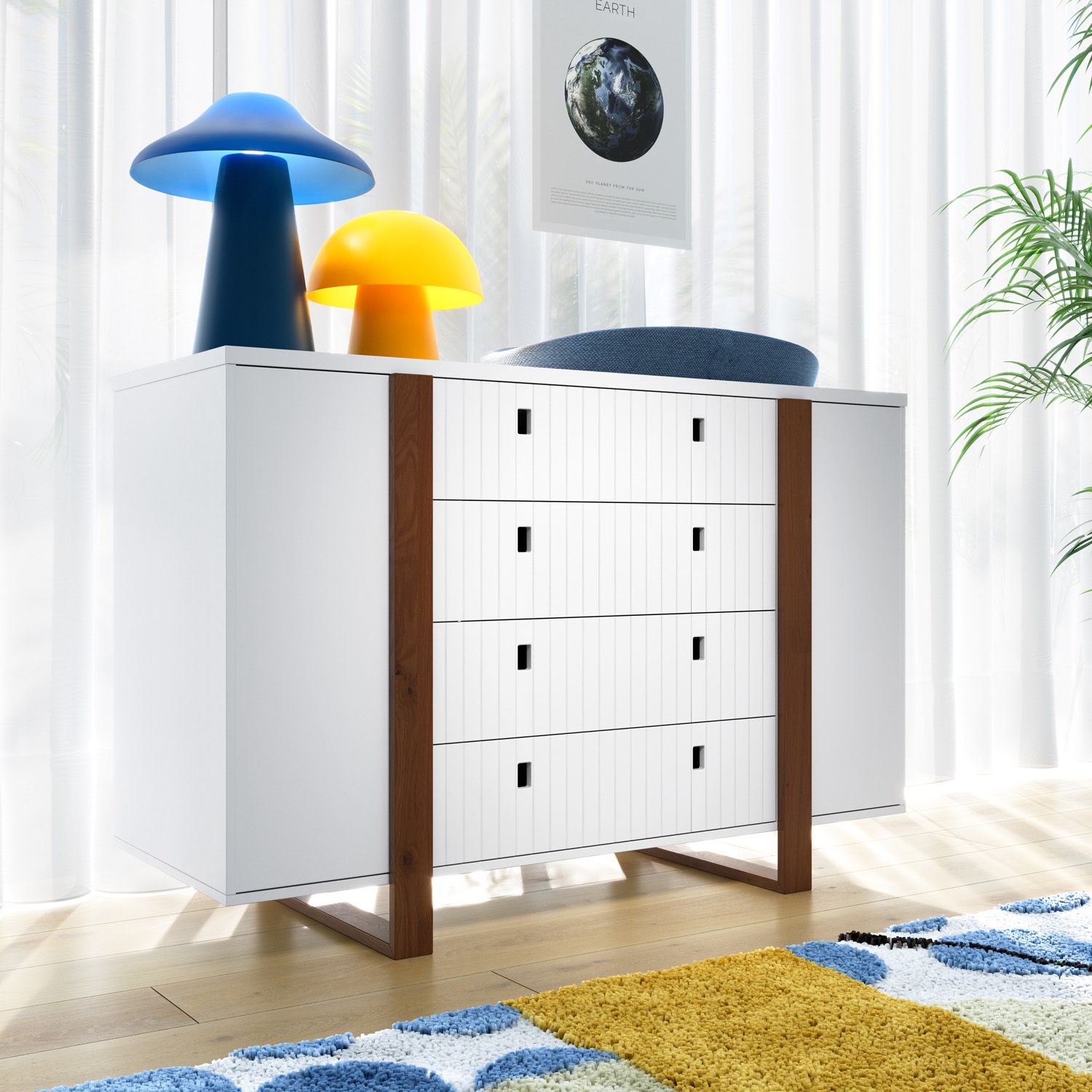 Cômoda Infantil Branco com Porta Dominó