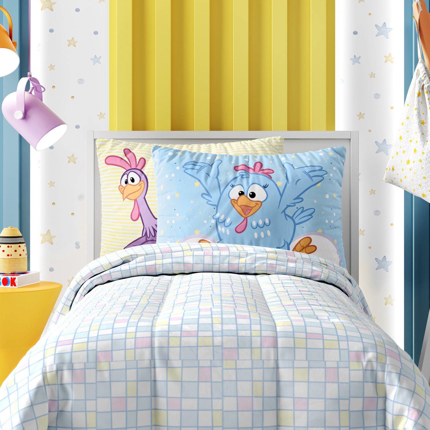 Kit Cama Infantil Solteiro Turma da Galinha Pintadinha