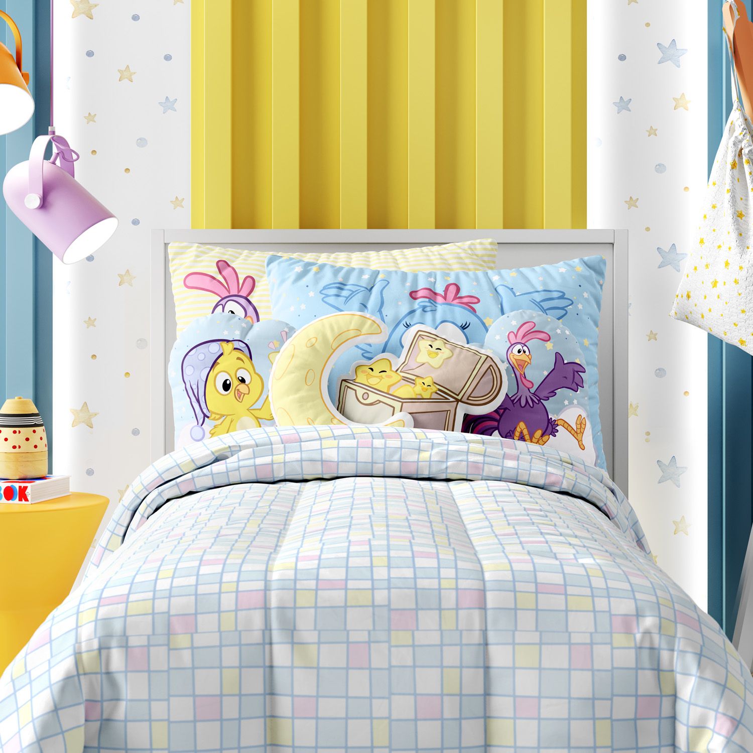 Kit Cama Infantil Solteiro Turma da Galinha Pintadinha