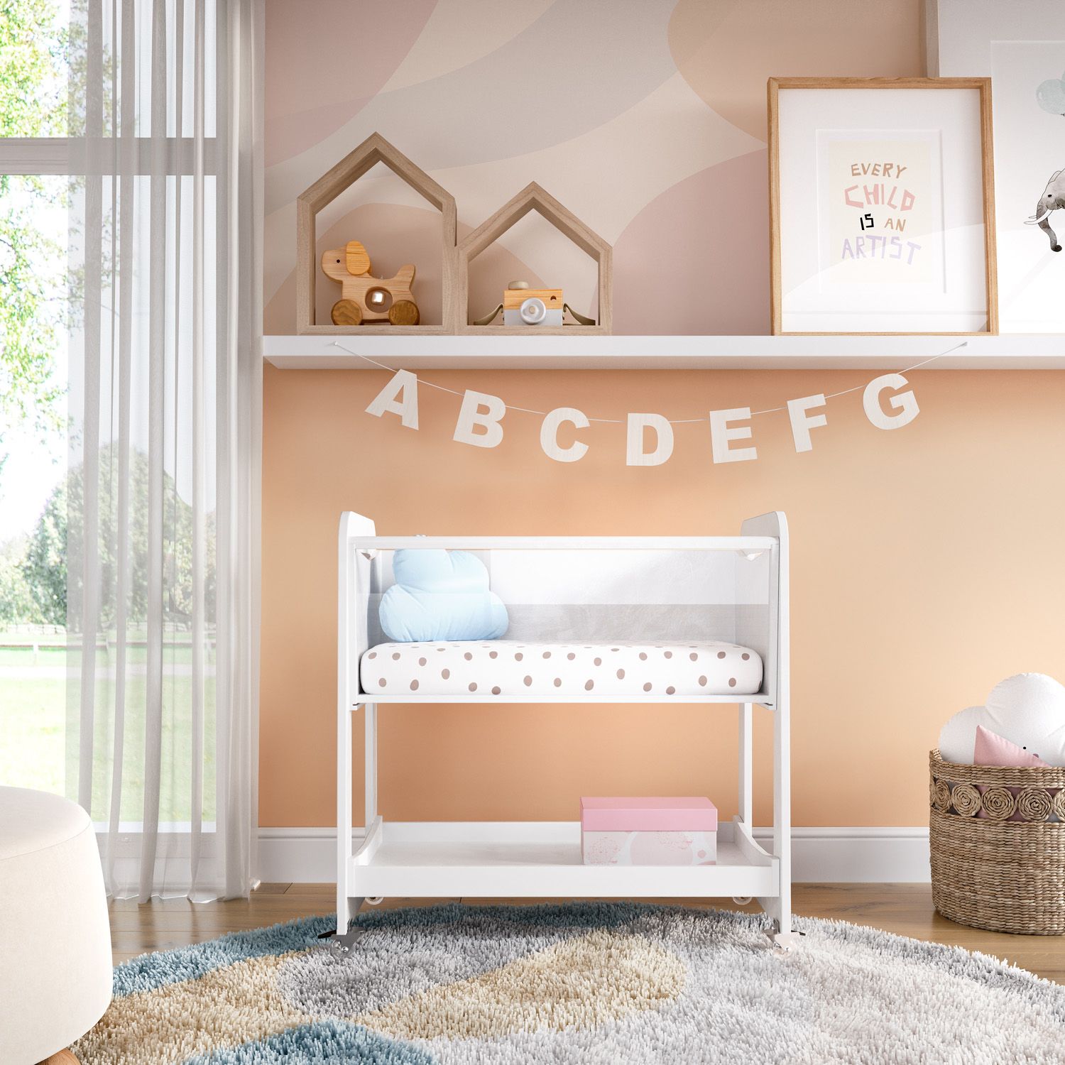 Mini Berço Branco Moisés + Mini Colchão Brinde