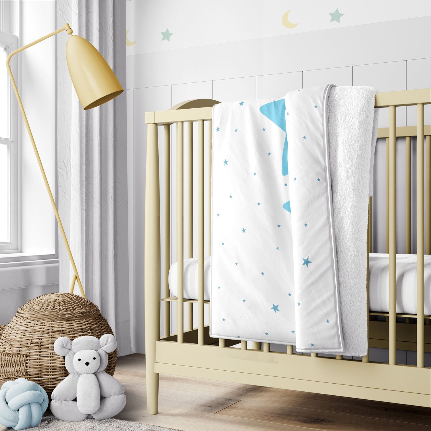 Cobertor Dupla Face com Soft Estrelinha Sorridente Azul 1M