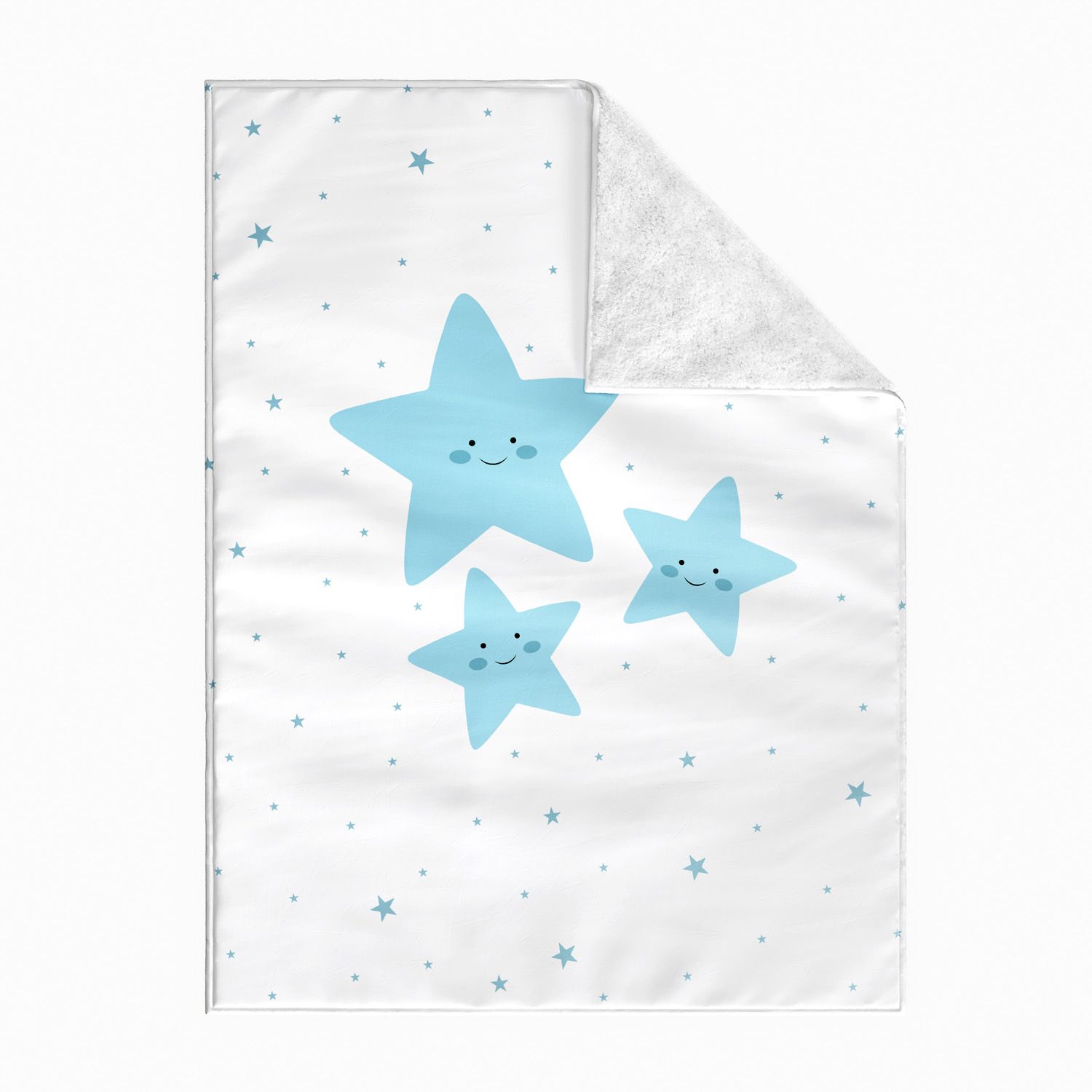 Cobertor Dupla Face com Soft Estrelinha Sorridente Azul 1M