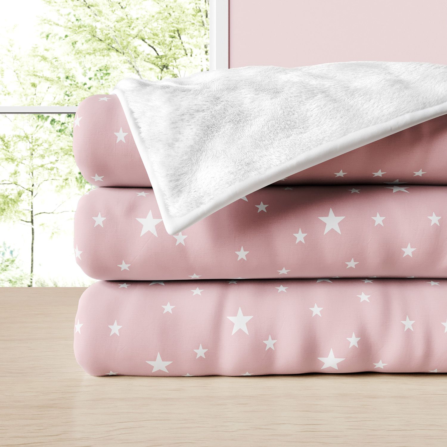 Cobertor Dupla Face com Soft Estrelinhas Rosa 1M