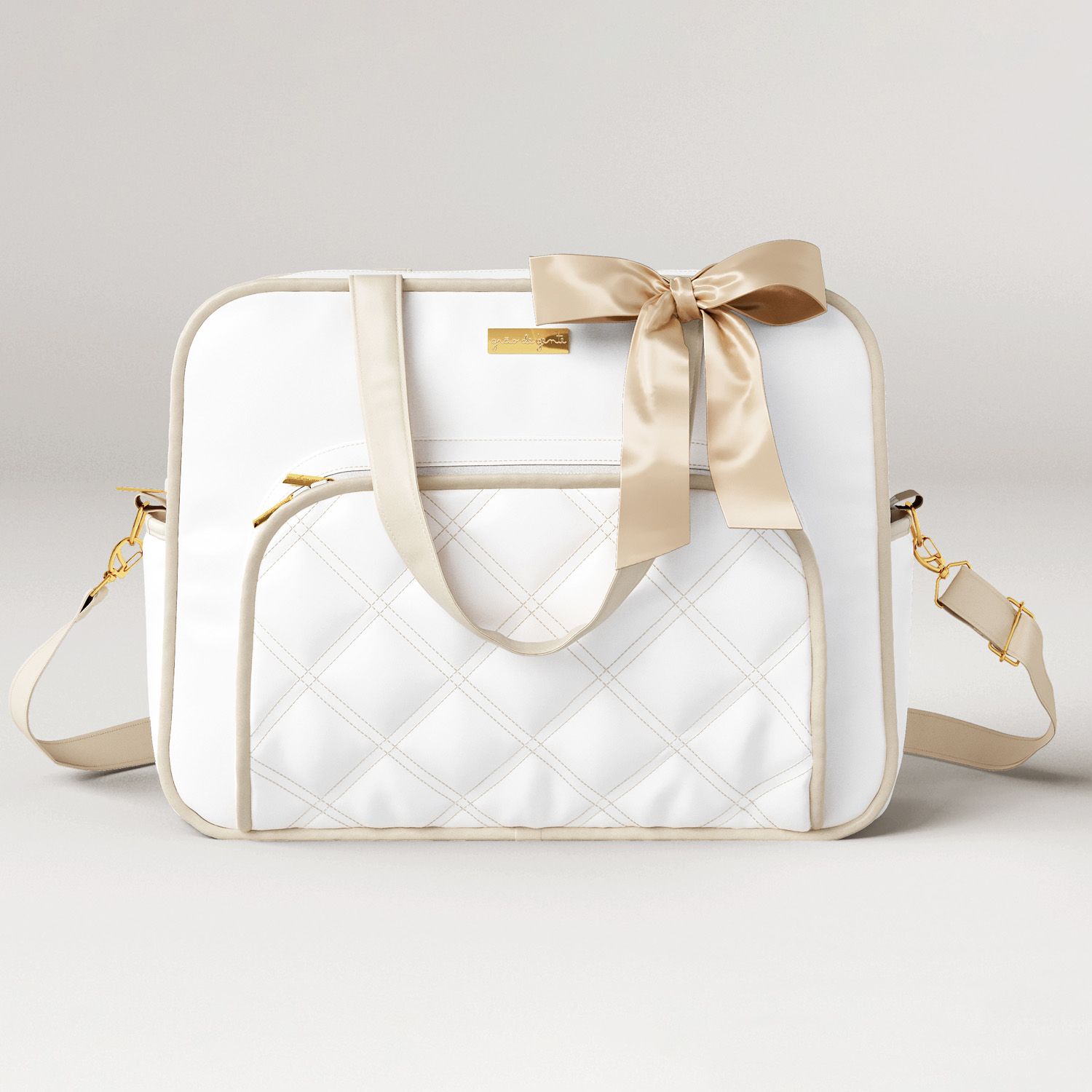 Bolsa Maternidade Luxo Azul Marinho e Bege 40cm