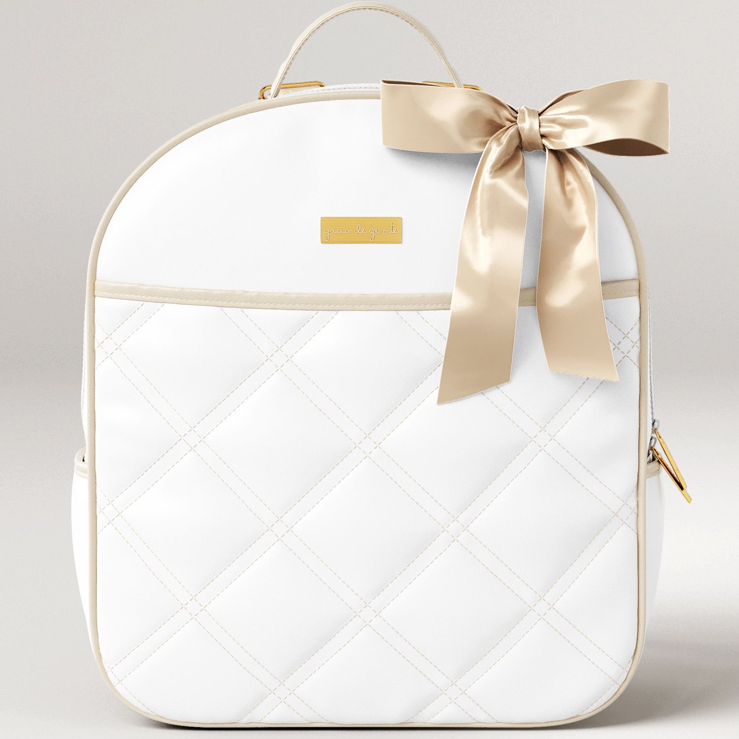 Mochila Maternidade Azul Marinho e Bege Luxo 36cm — imagem 1 de 7