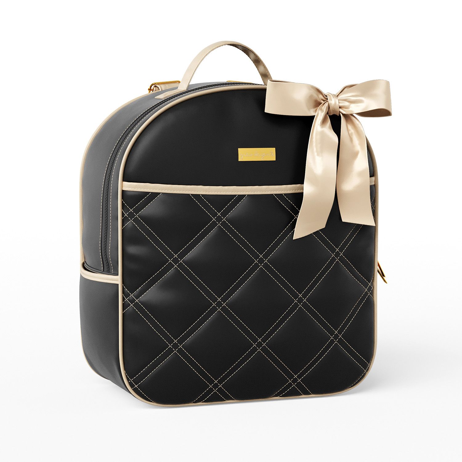 Mochila Maternidade Azul Marinho e Bege Luxo 36cm