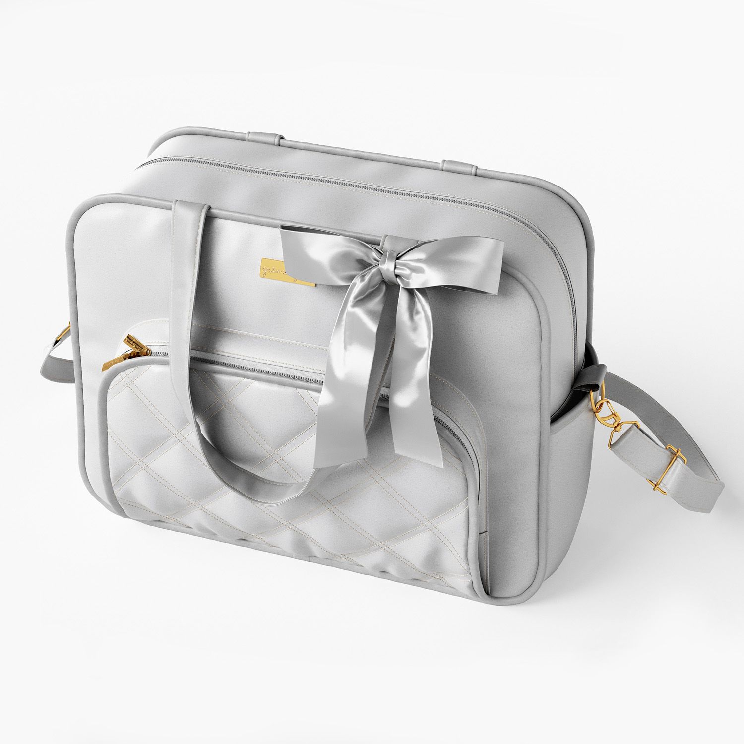 Bolsa Maternidade Luxo Azul Marinho e Bege 40cm