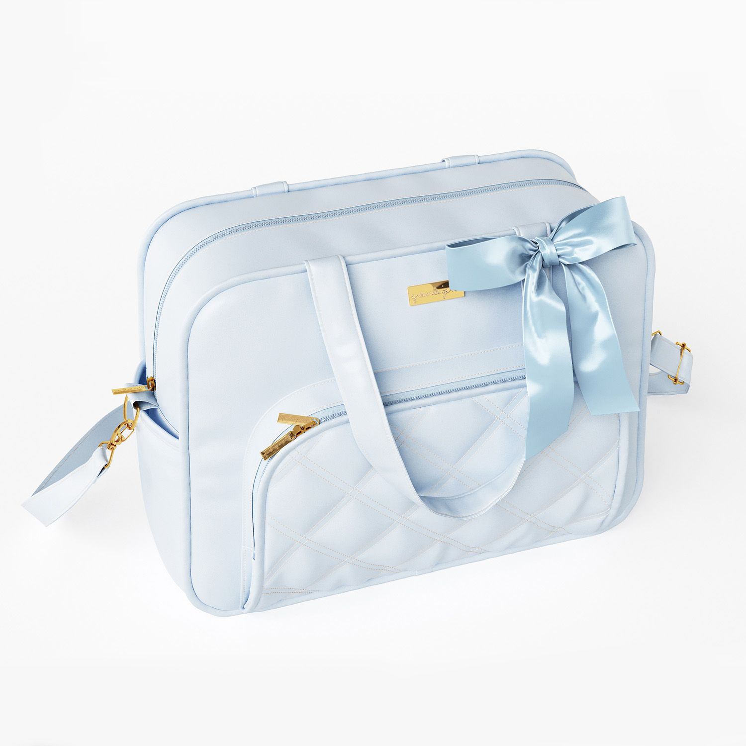 Bolsa Maternidade Luxo Azul Marinho e Bege 40cm