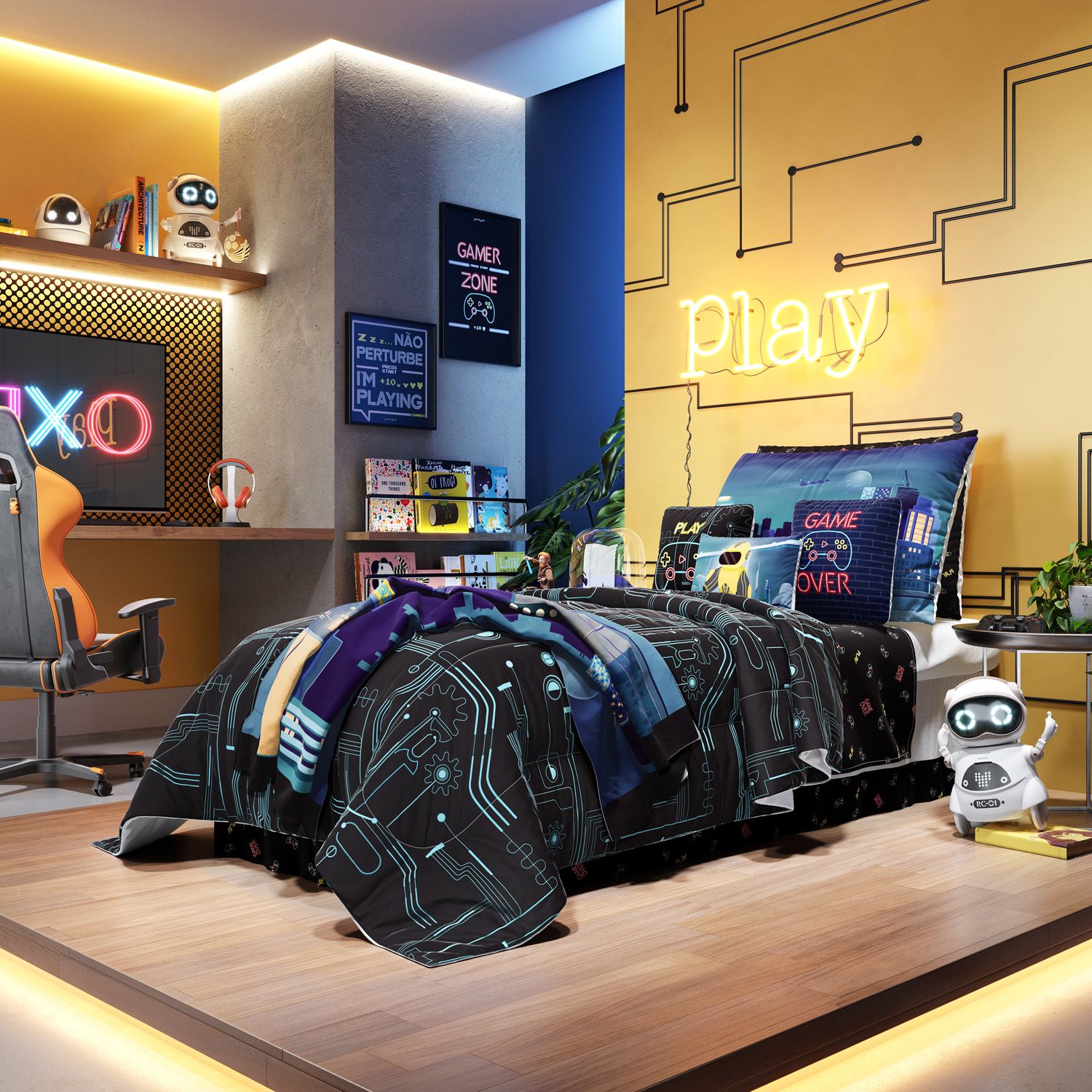 Kit Cama Infantil Solteiro Gamer