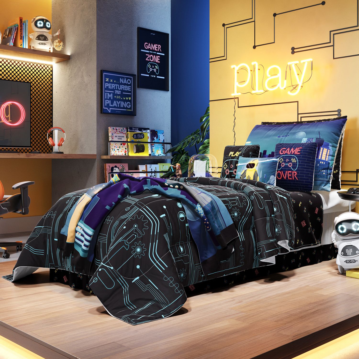 Kit Cama Infantil Solteiro Gamer