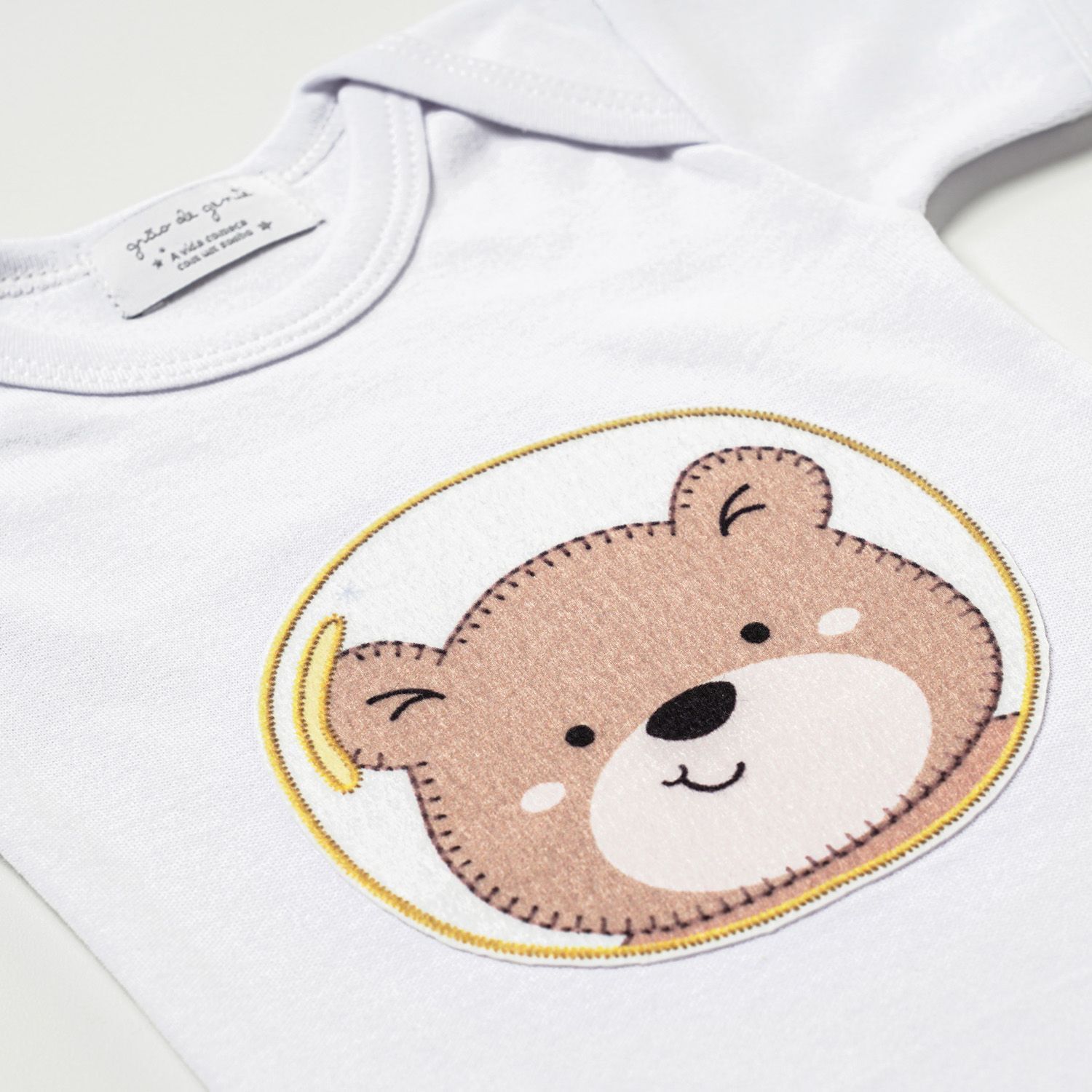 Body Manga Curta Ursinho Astronauta Tam P