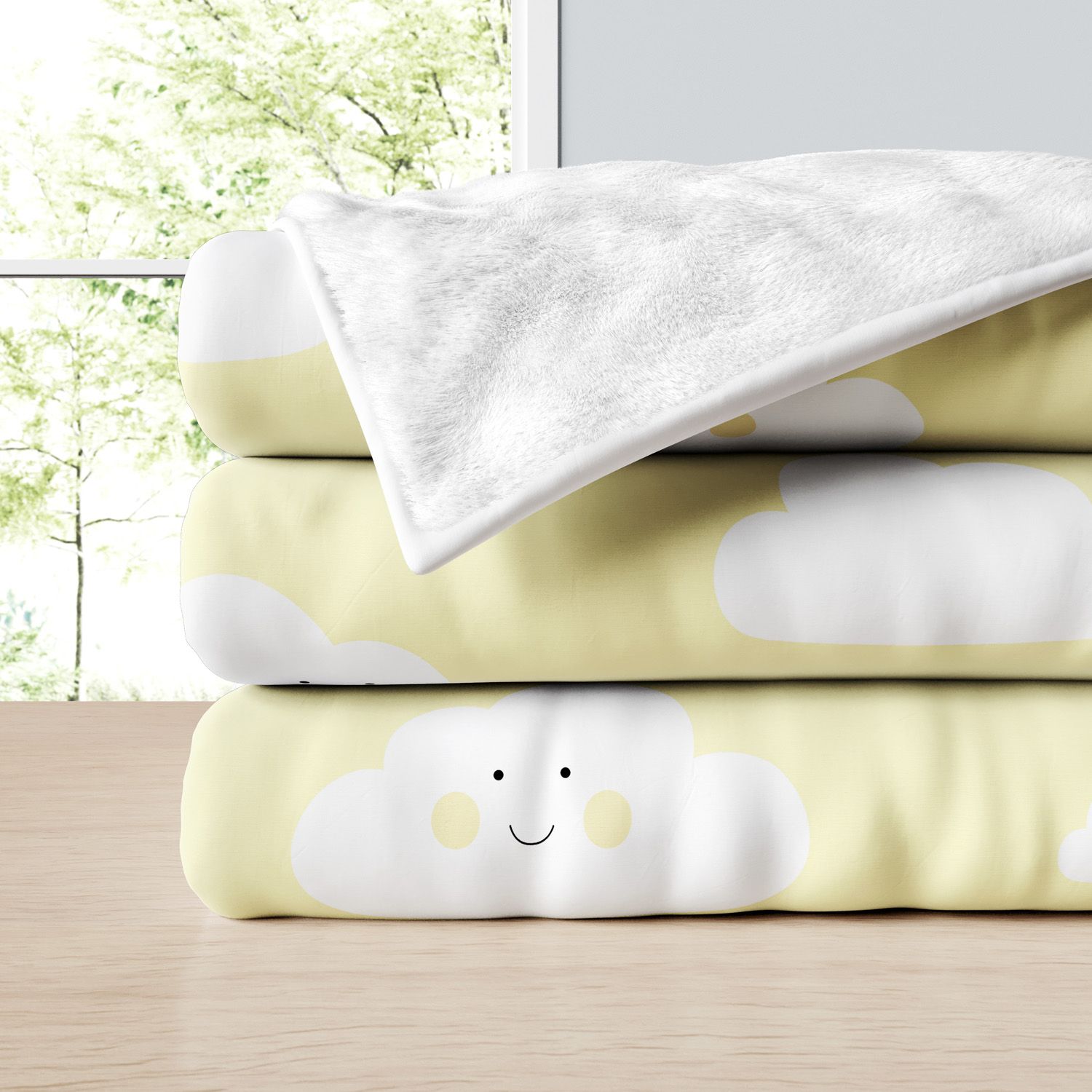 Cobertor Dupla Face com Soft Amiguinho Nuvem Azul 1M