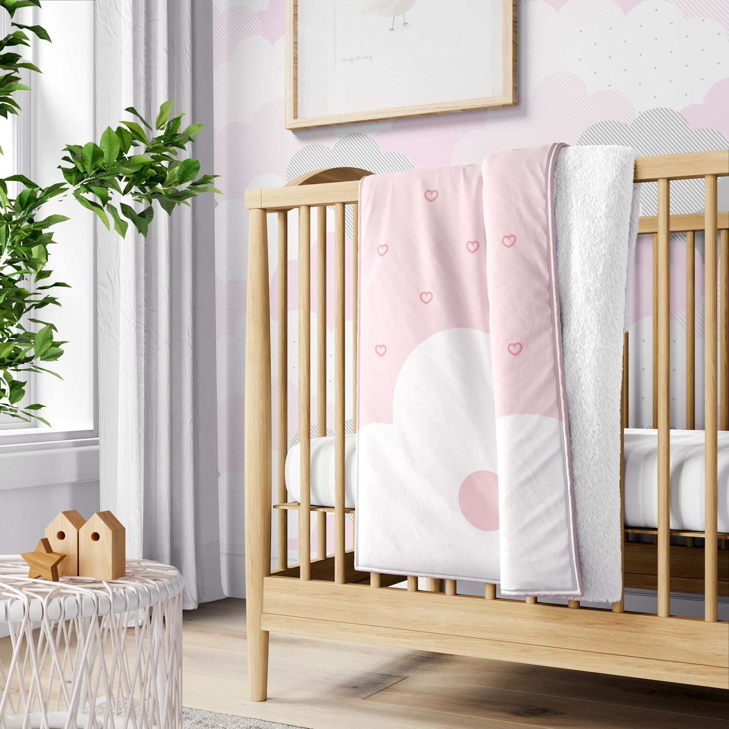 Manta Dupla Face com Soft Amiguinha Nuvem Rosa 1M