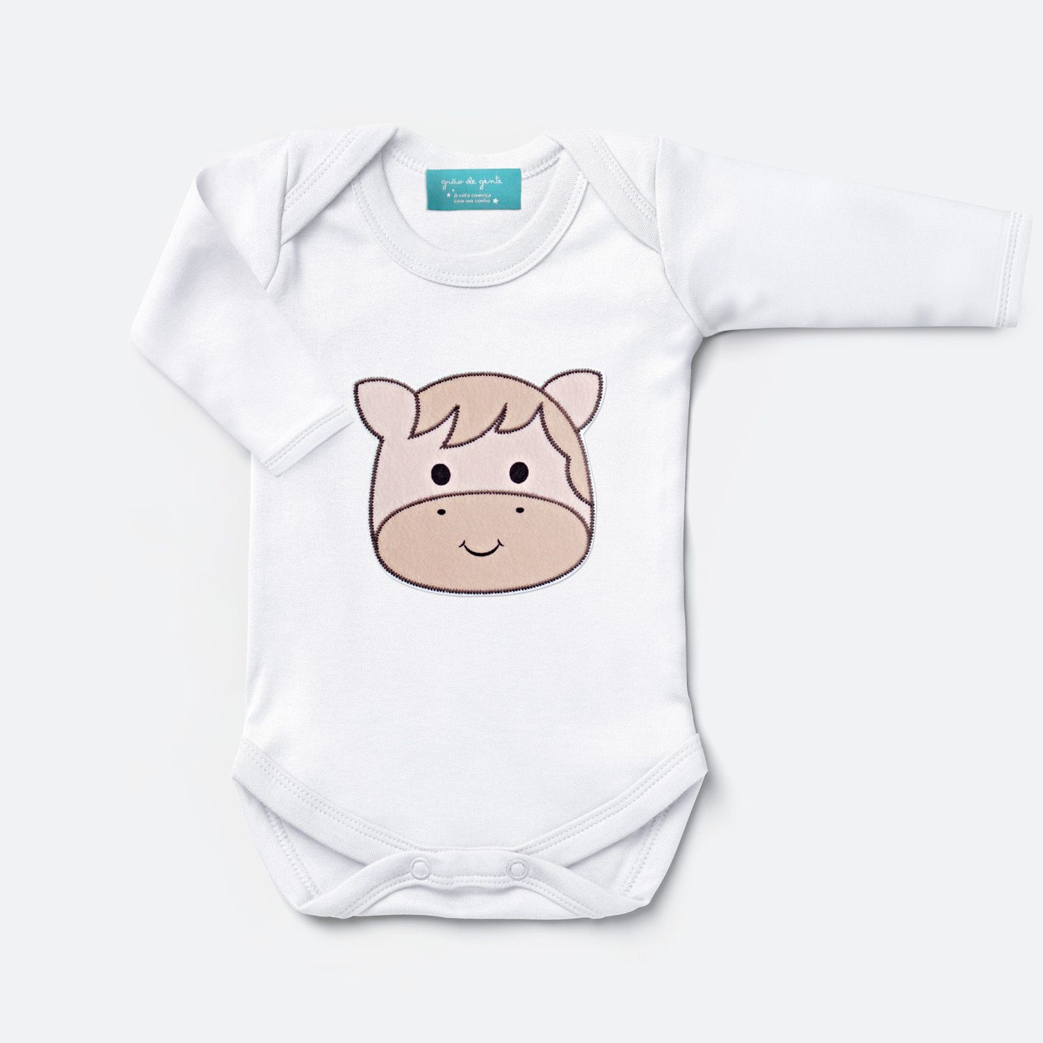 Body Manga Curta Amiguinho Cavalinho Tam P