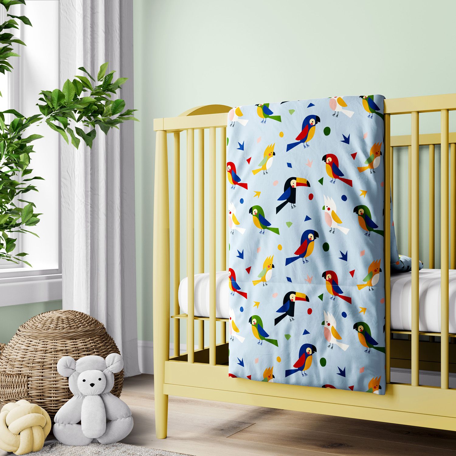 Edredom de Berço Passarada Azul