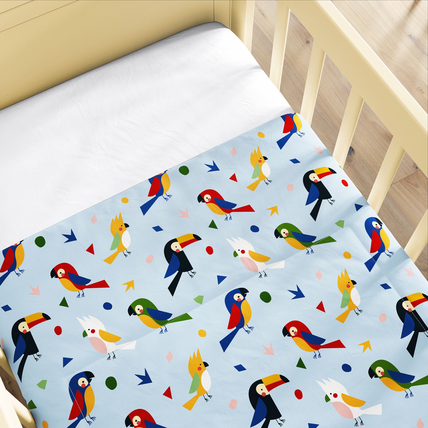 Edredom de Berço Passarada Azul