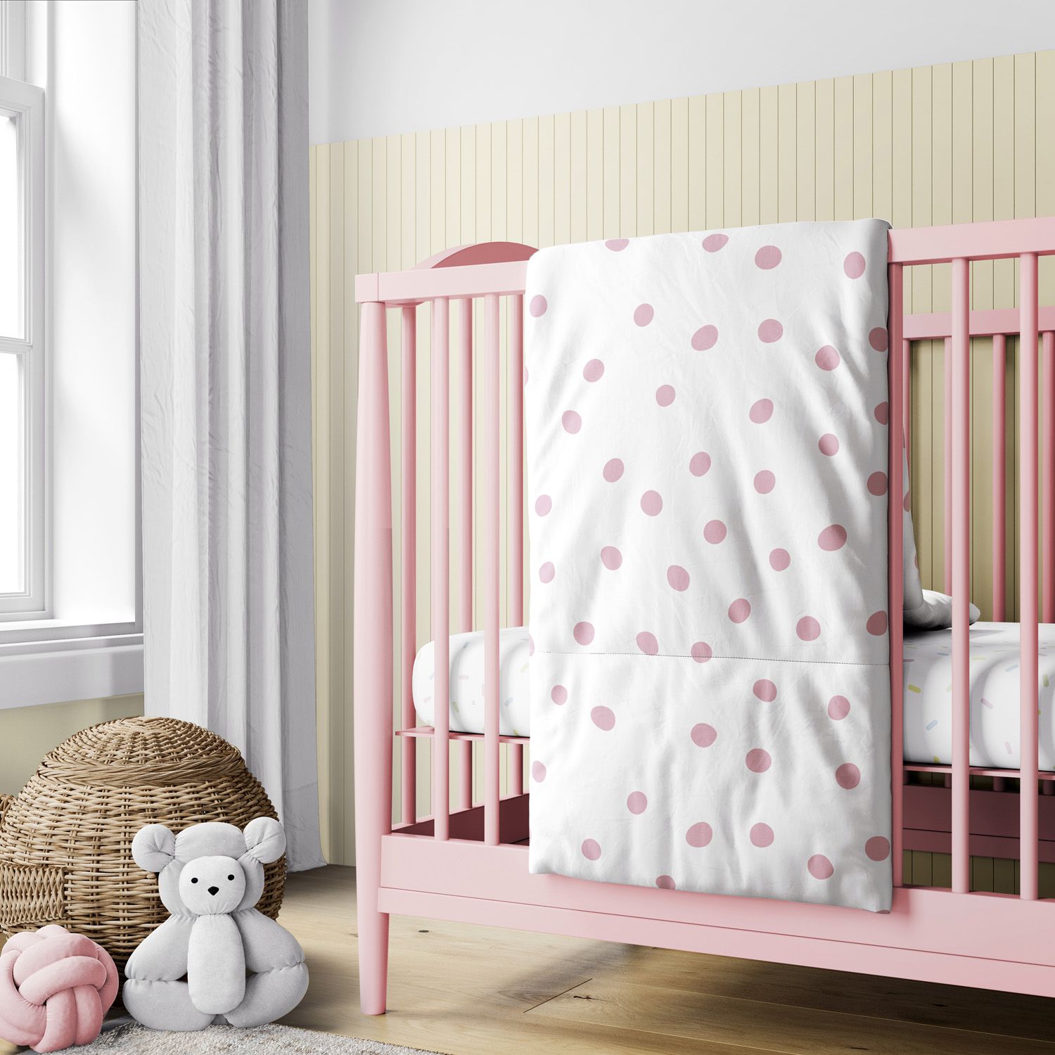 Edredom de Berço Maxi Poá Rosa