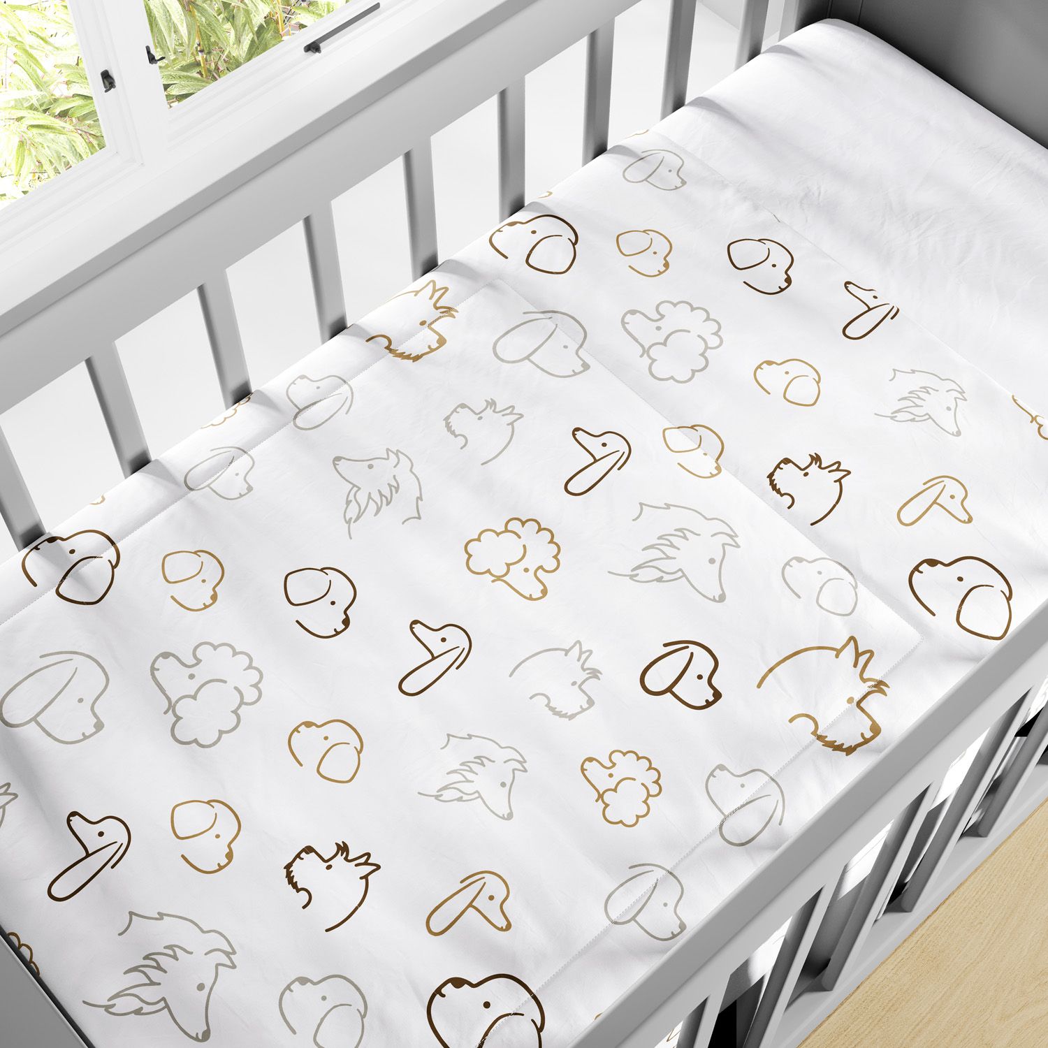 Edredom de Berço Cachorrinhos Cinza e Bege