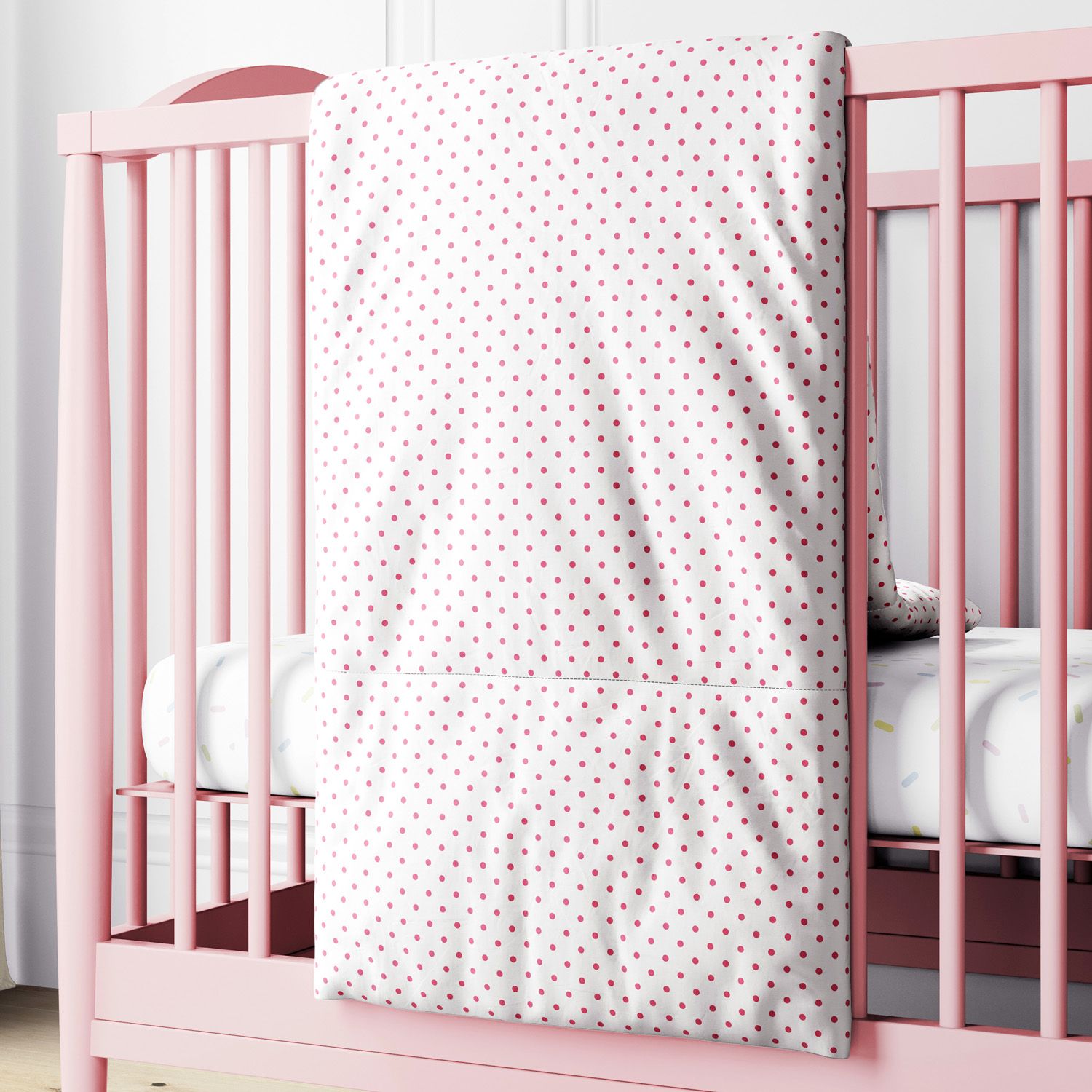 Edredom de Berço Petit Poá Branco e Rosa