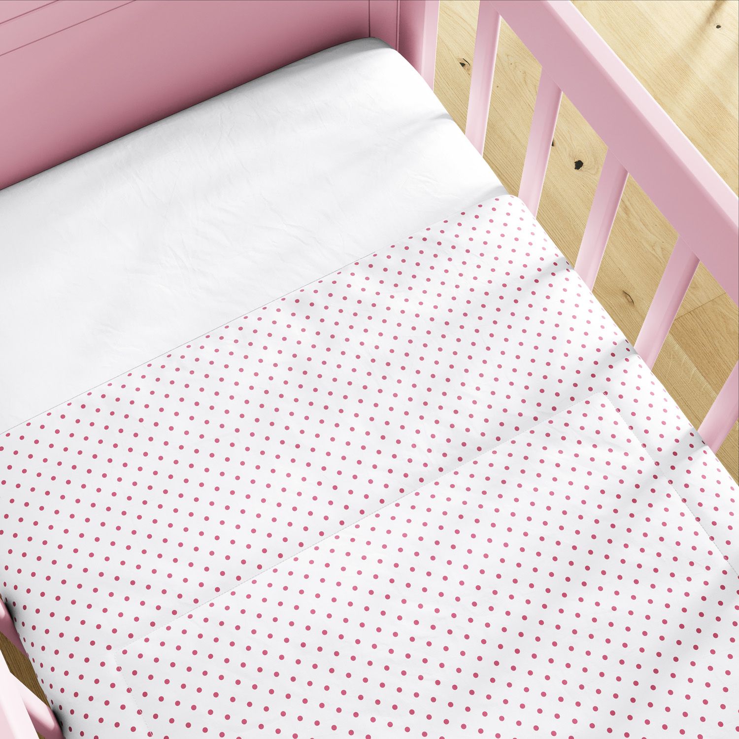 Edredom de Berço Petit Poá Branco e Rosa