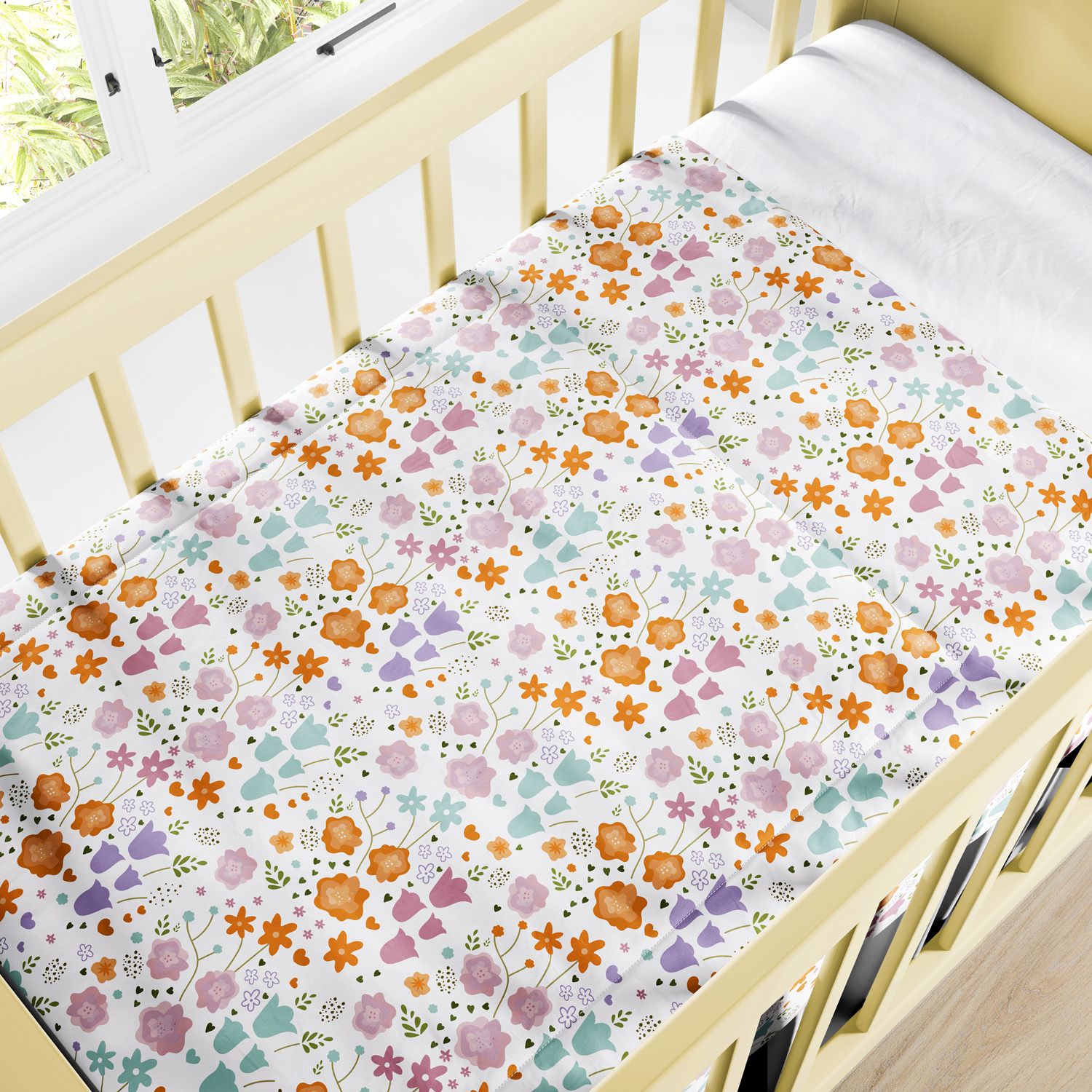 Edredom de Berço Buquê de Flores Colorido