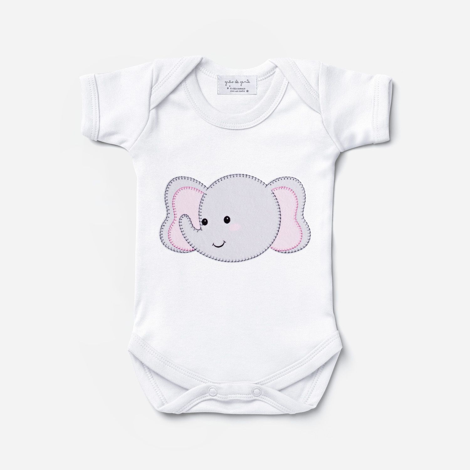 Body Manga Curta Amiguinho Elefante Tam P