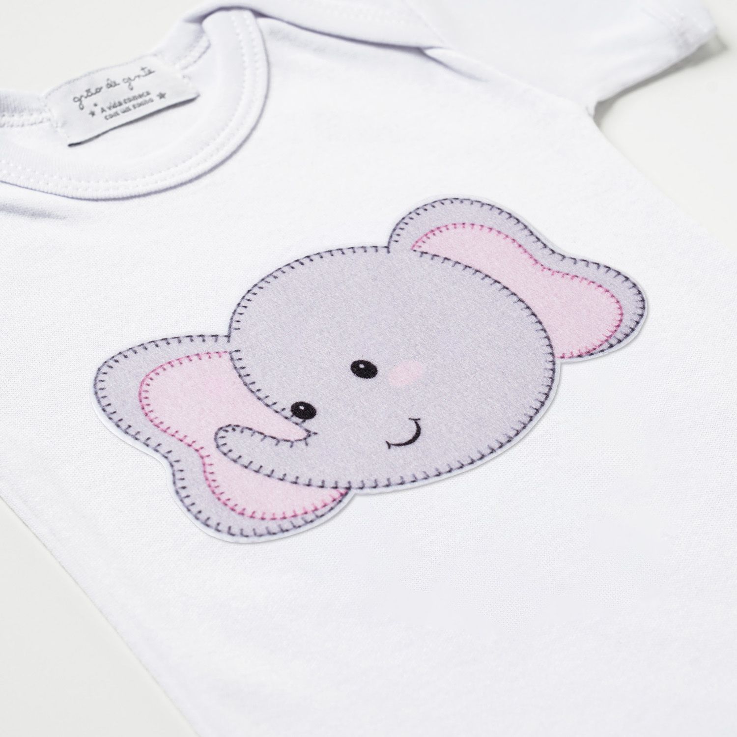 Body Manga Curta Amiguinho Elefante Tam P