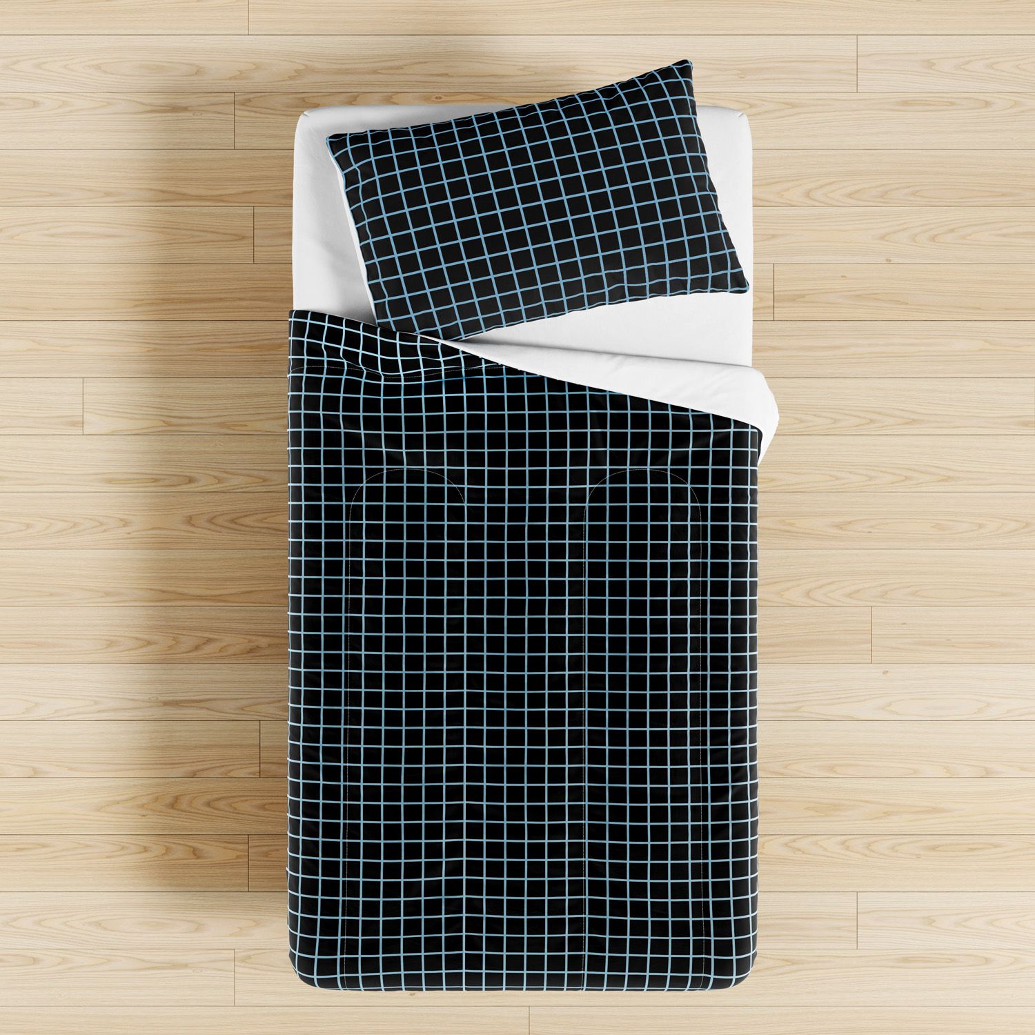 Edredom Infantil Solteiro Quadriculado Preto