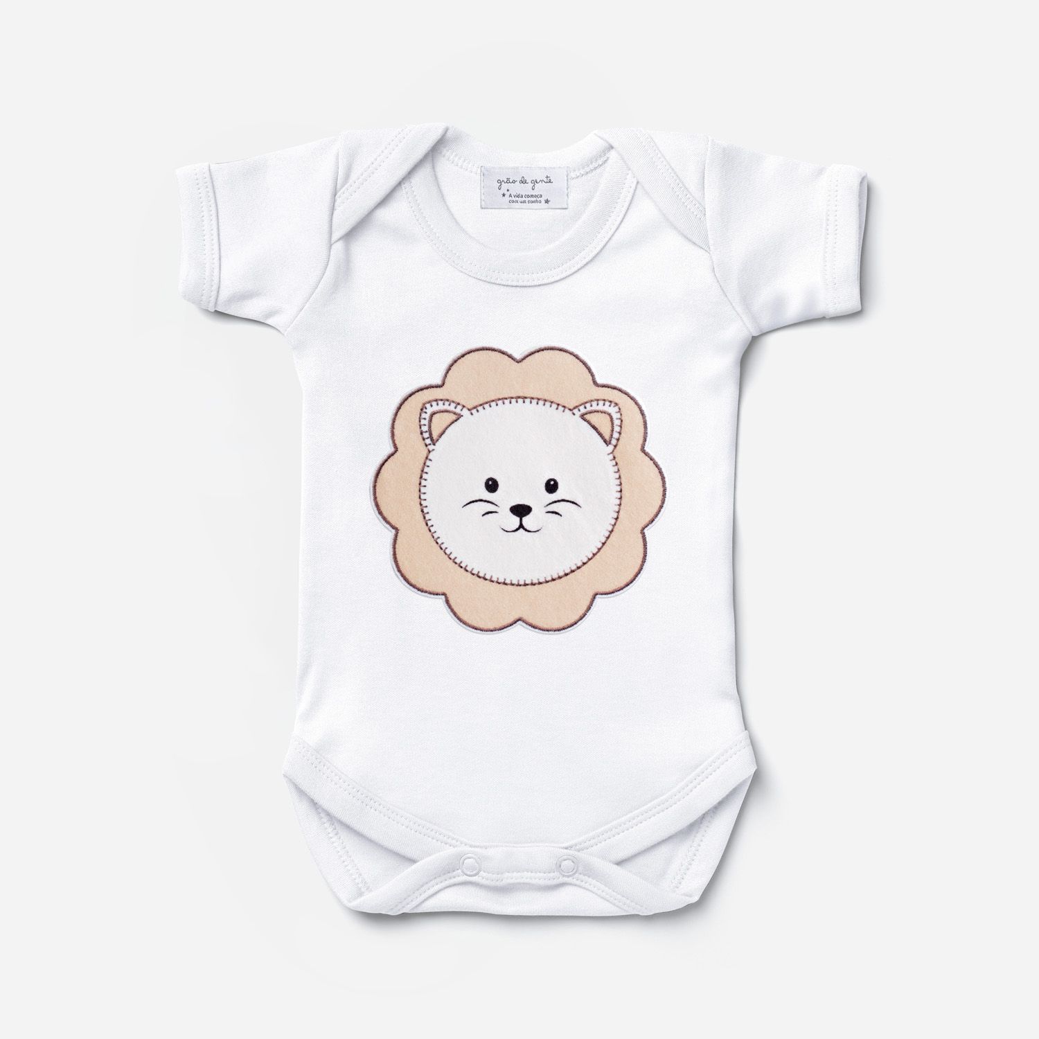 Body Manga Curta Amiguinho Leão Tam P