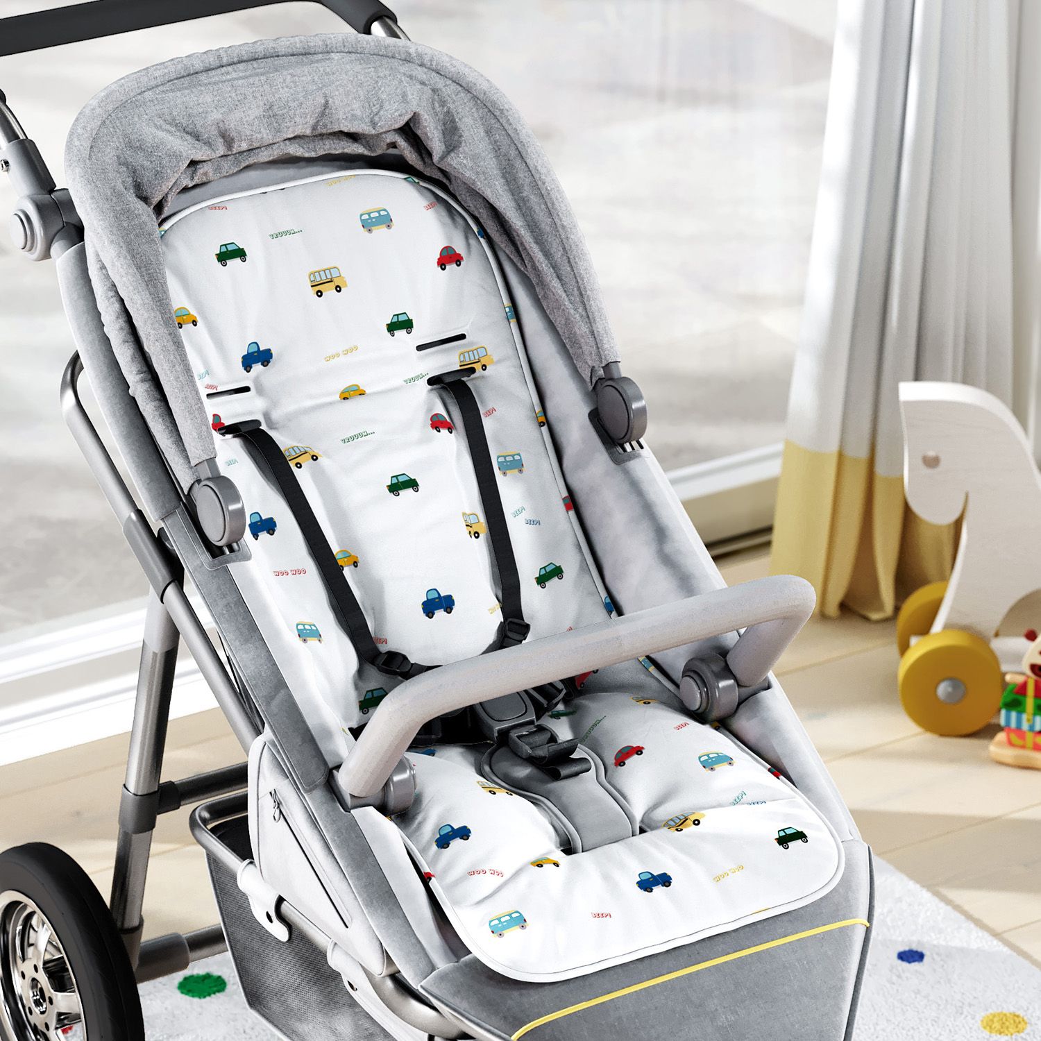 Capa de Carrinho com Protetor de Cinto Carrinhos Coloridos