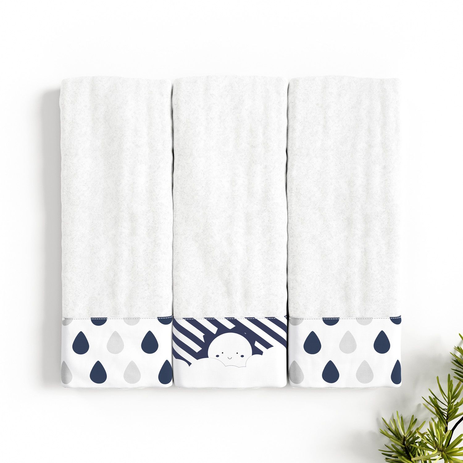 Jogo de Fraldas Boca Com Barra Gotas do Céu e Sol Azul