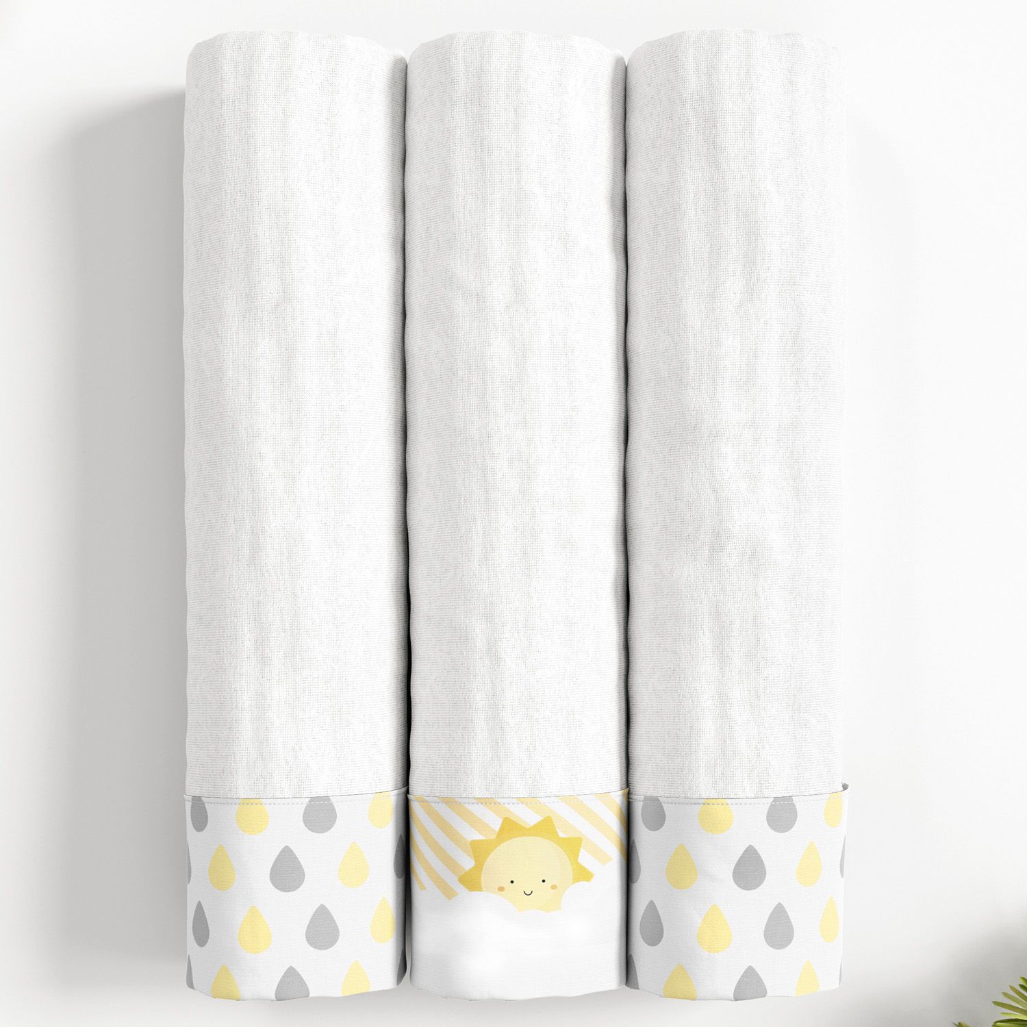 Jogo de Fraldas Ombro com Barra Gotas do Céu e Sol Amarelo