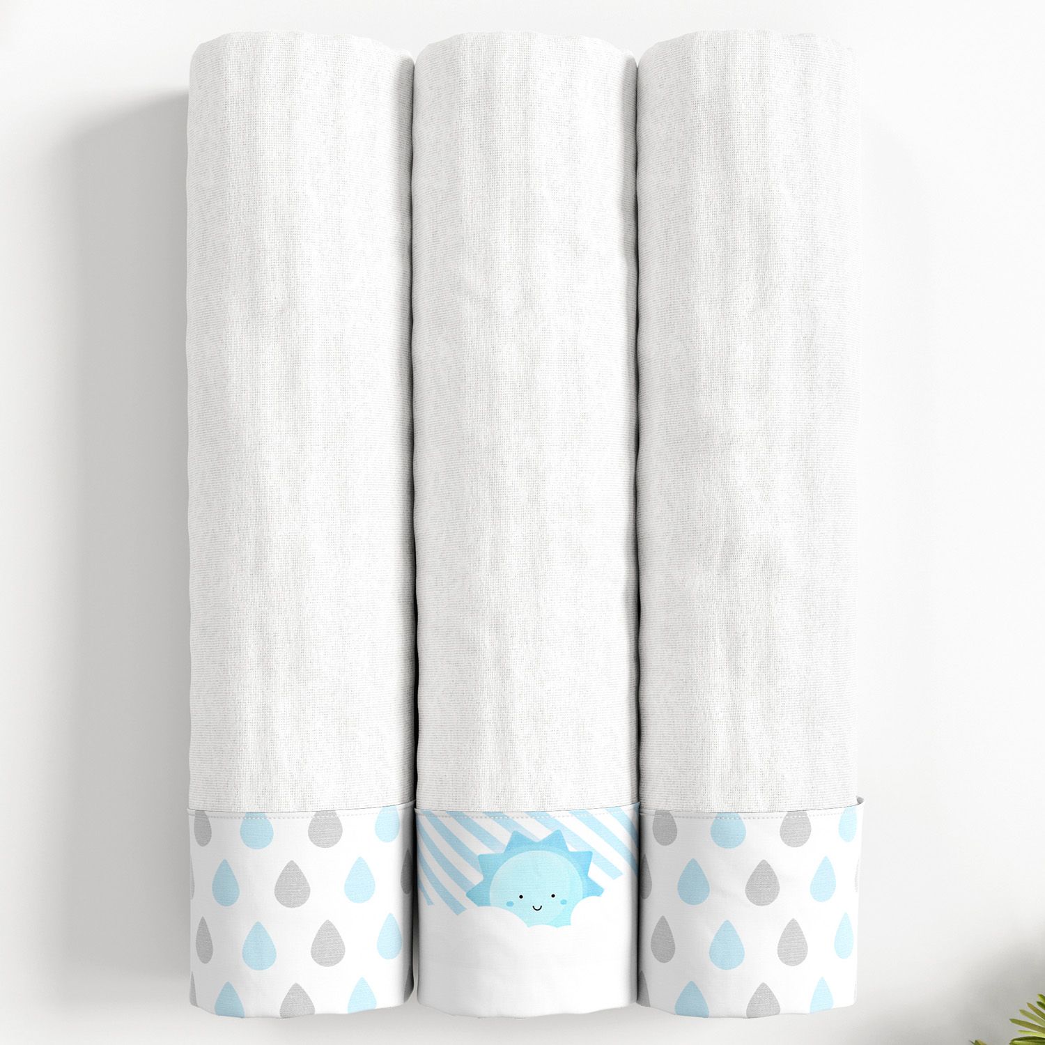 Jogo de Fraldas Ombro com Barra Gotas do Céu e Sol Azul