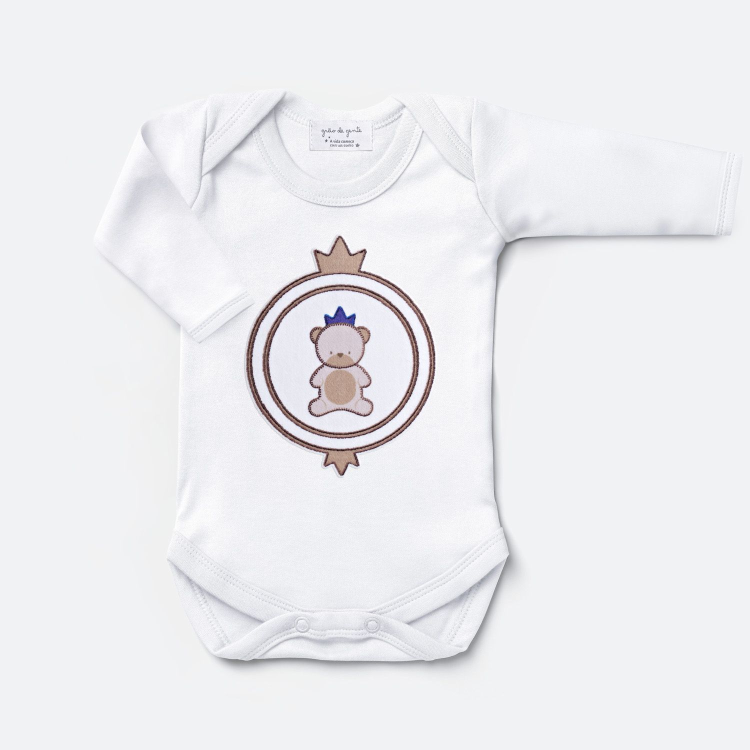 Body Manga Curta Urso Teddy Realeza Tam P