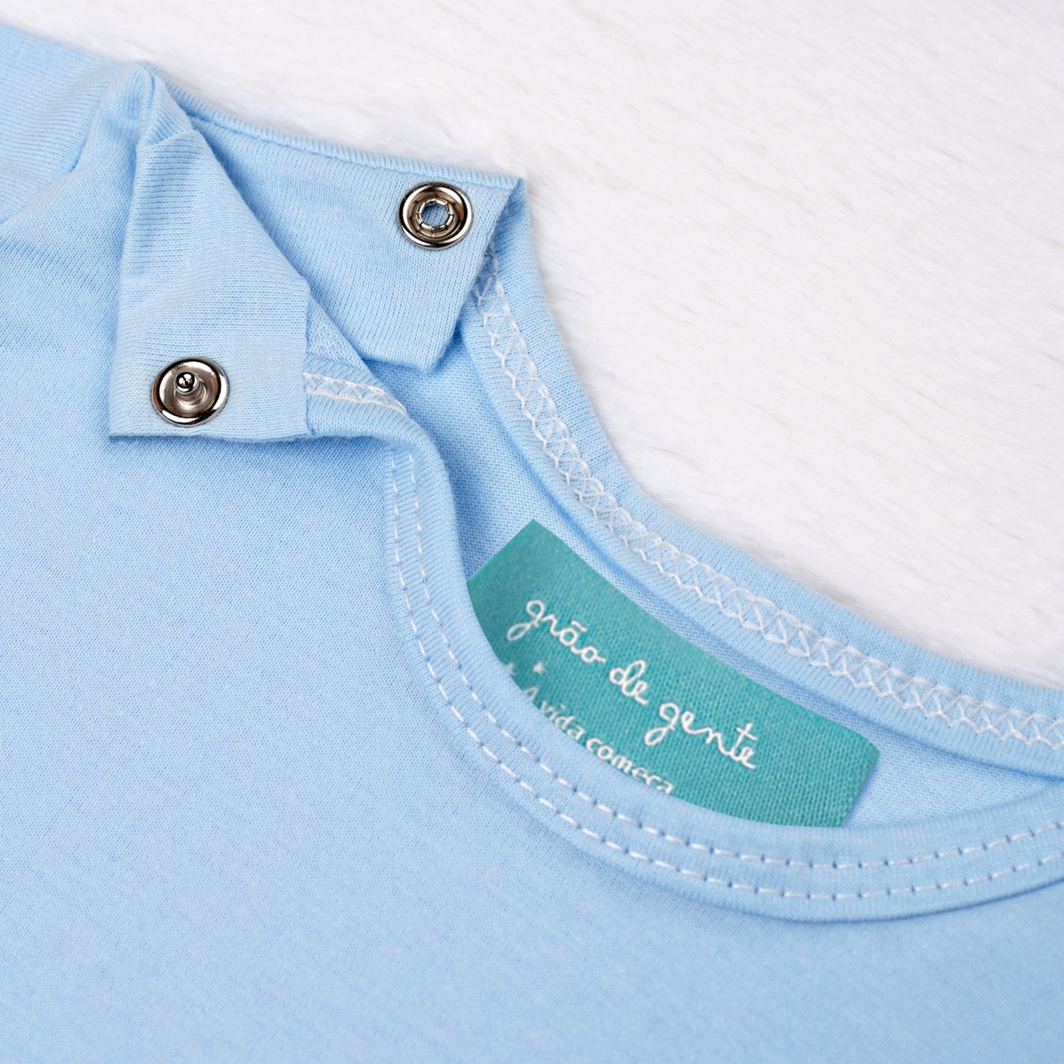 Body Manga Curta Baby Basics Azul Bebê