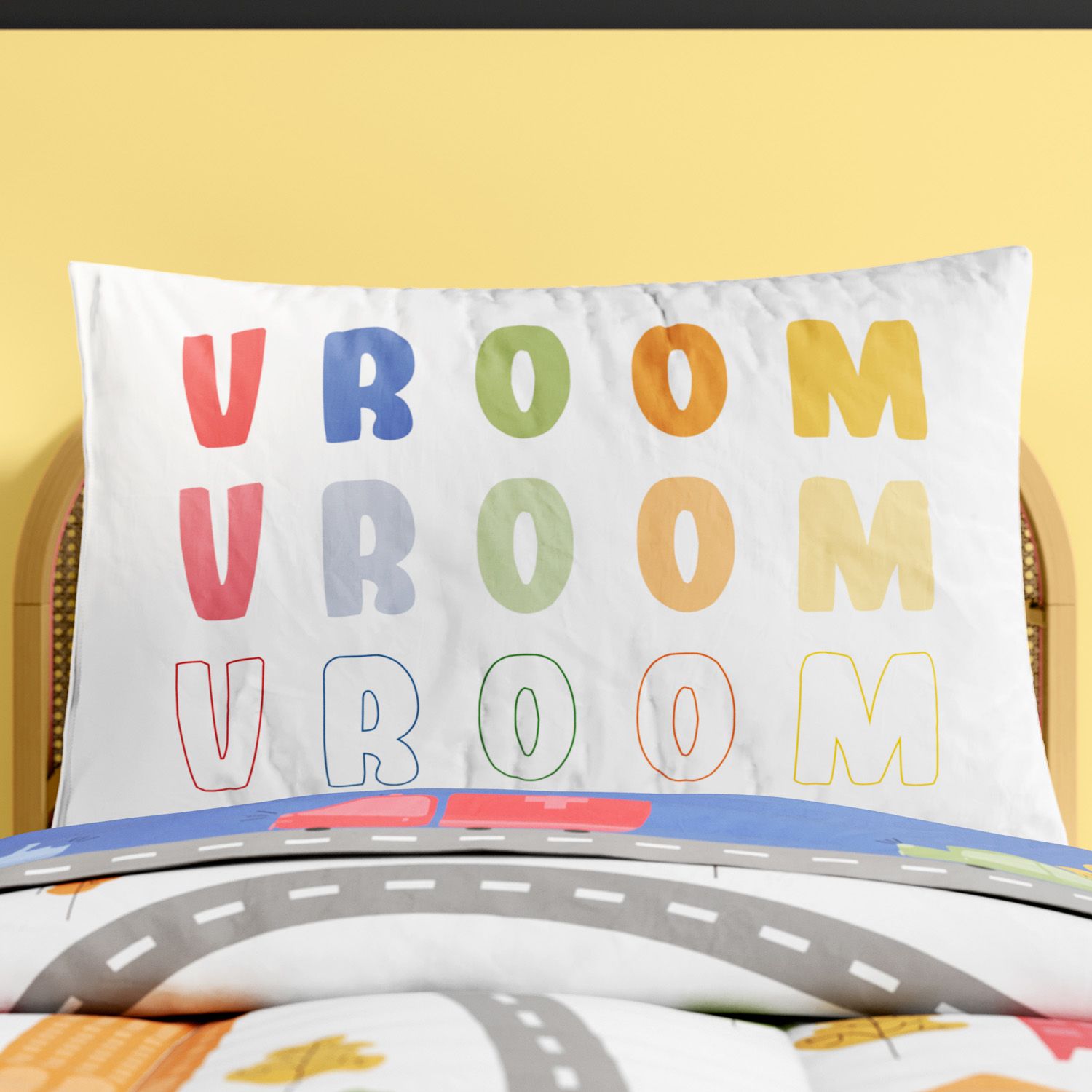 Fronha de Travesseiro Infantil Vroom Vroom