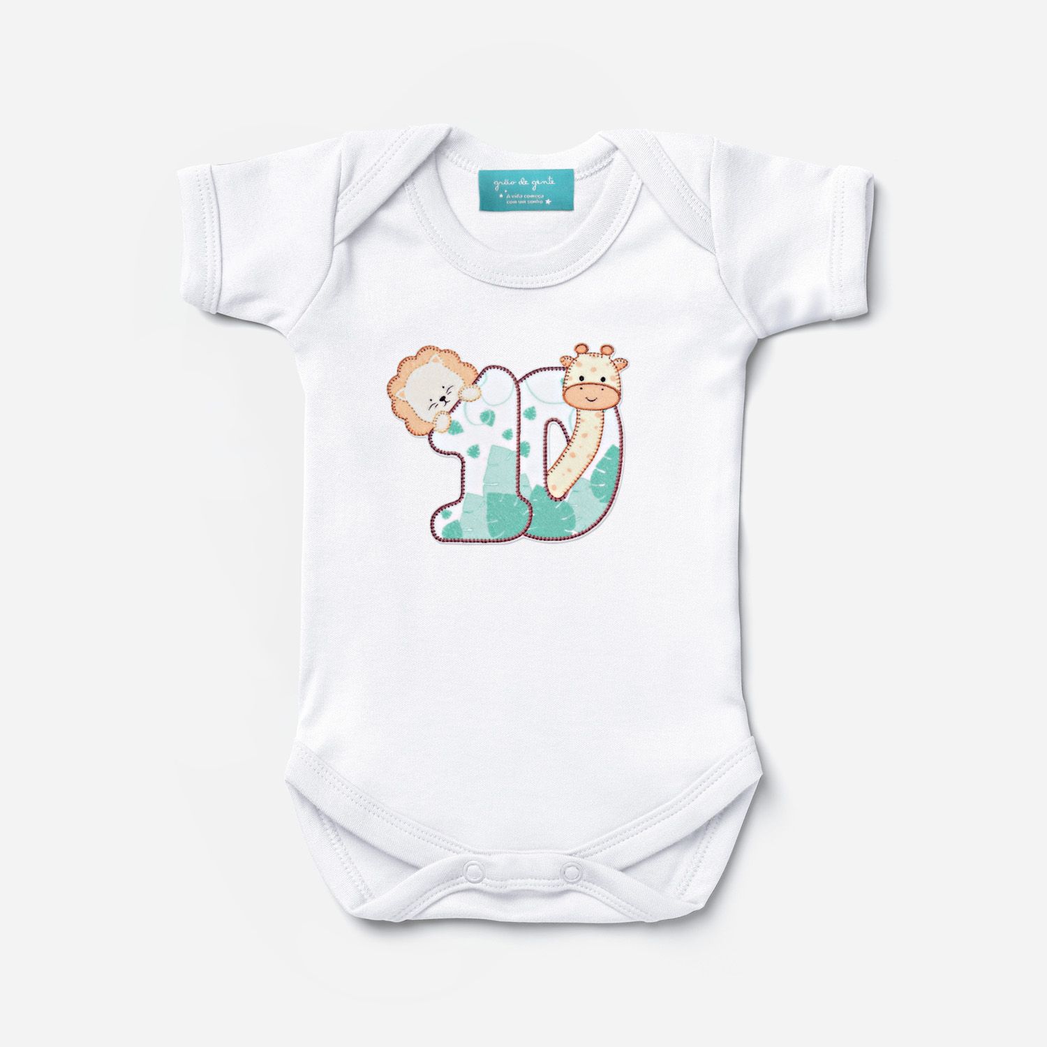 Body Mesversário Safári Baby Manga Curta 1 Mes Tam PP