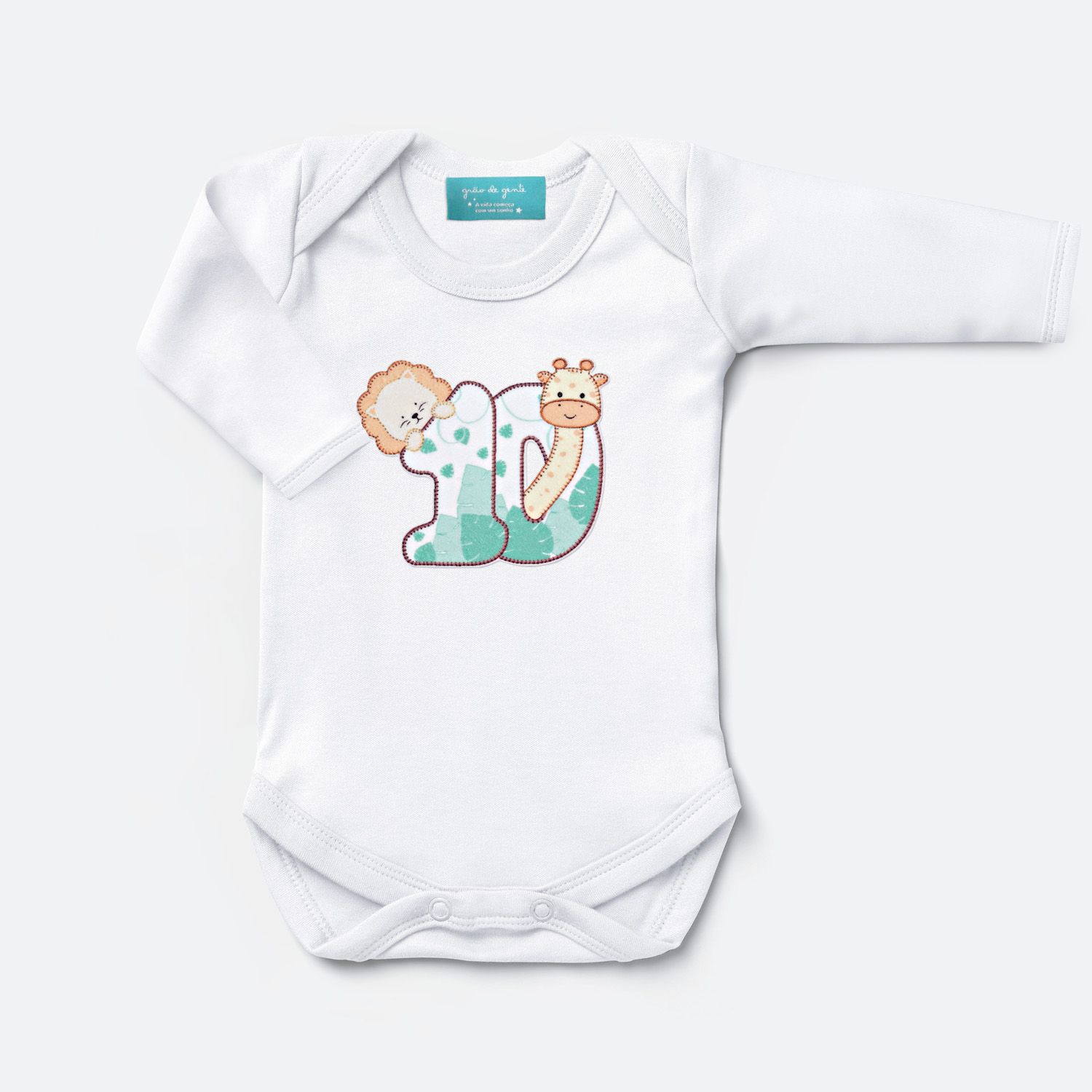 Body Mesversário Safári Baby Manga Curta 1 Mes Tam PP