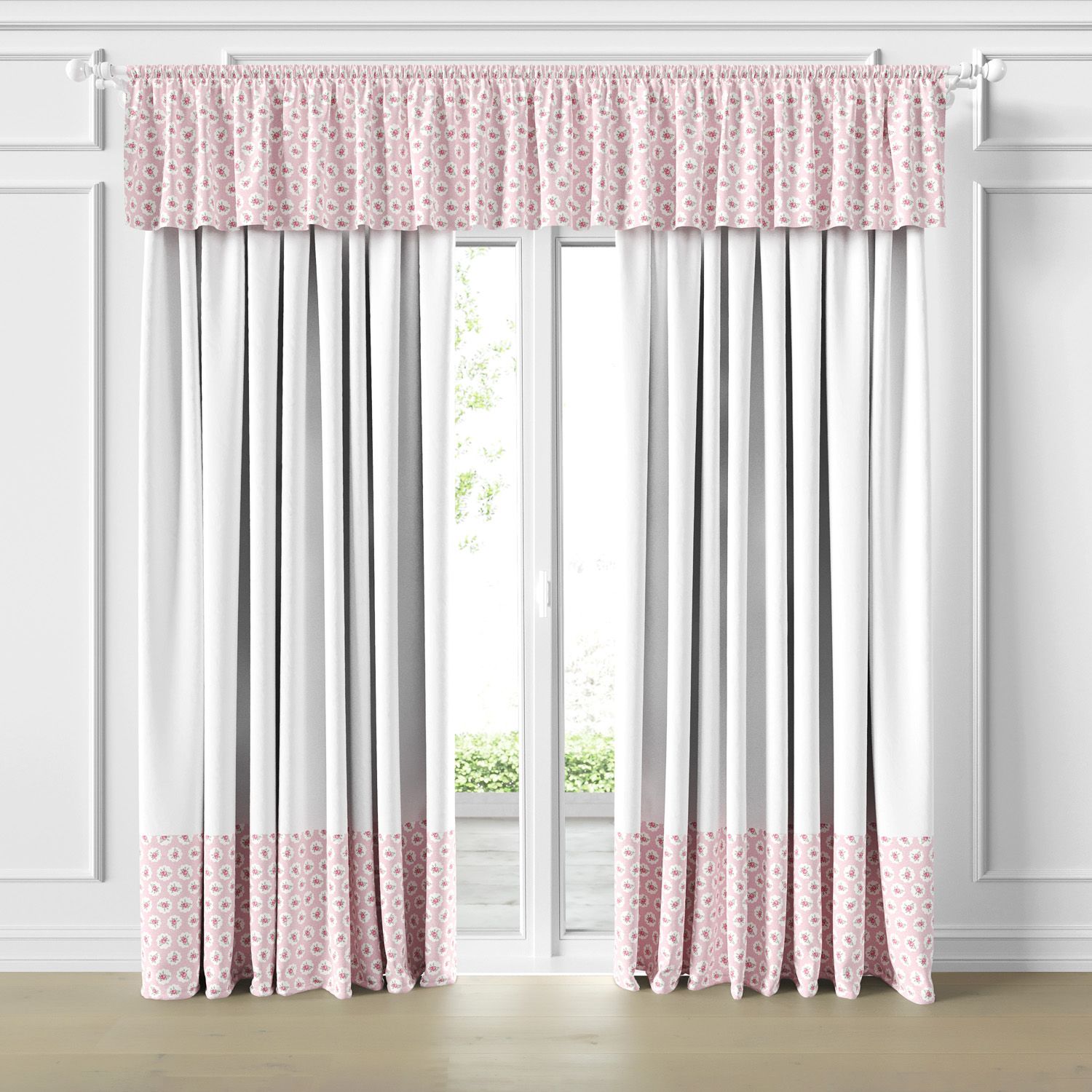 Cortina Infantil e Bebê Floral Liberty Poá Azul