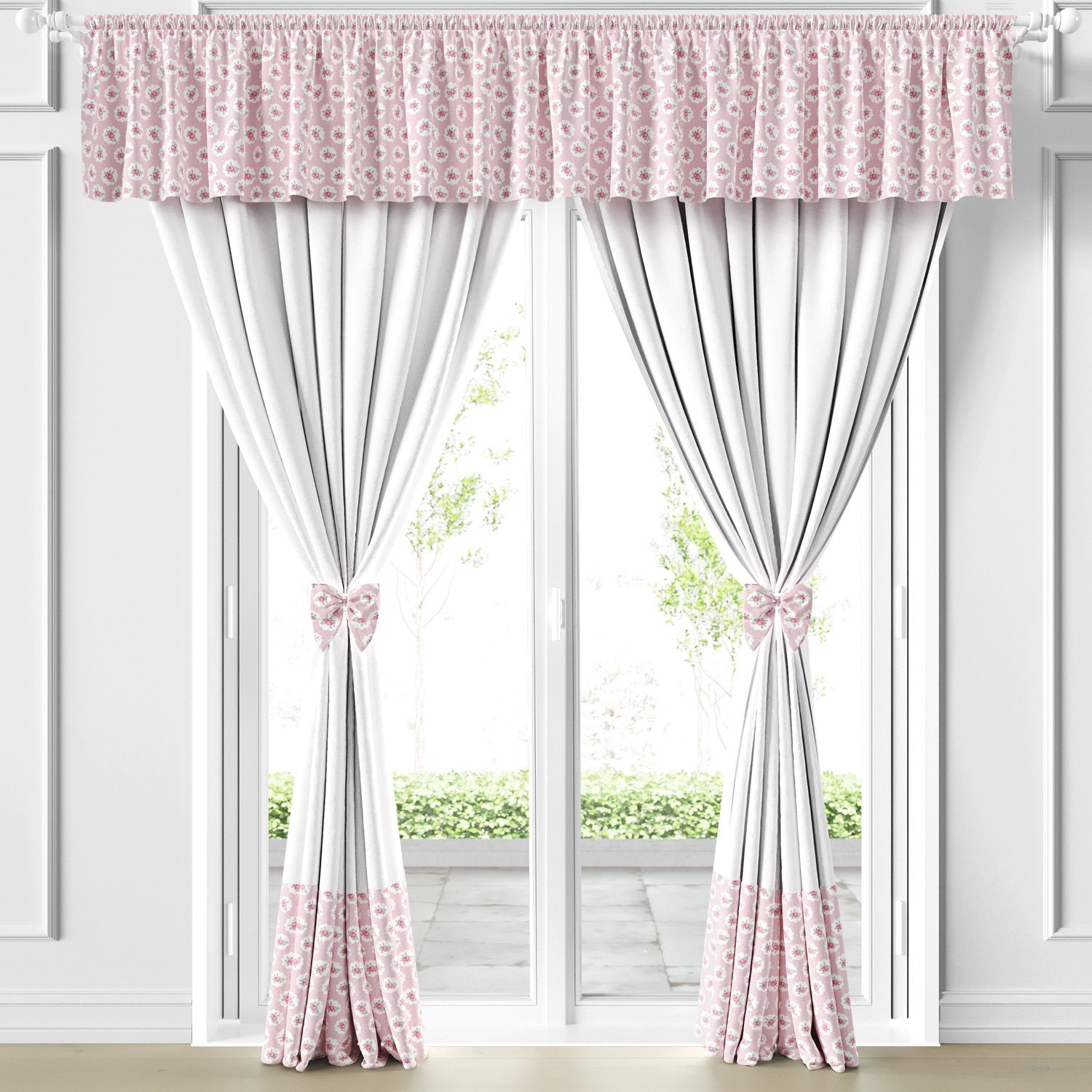 Cortina Infantil e Bebê Floral Liberty Poá Azul