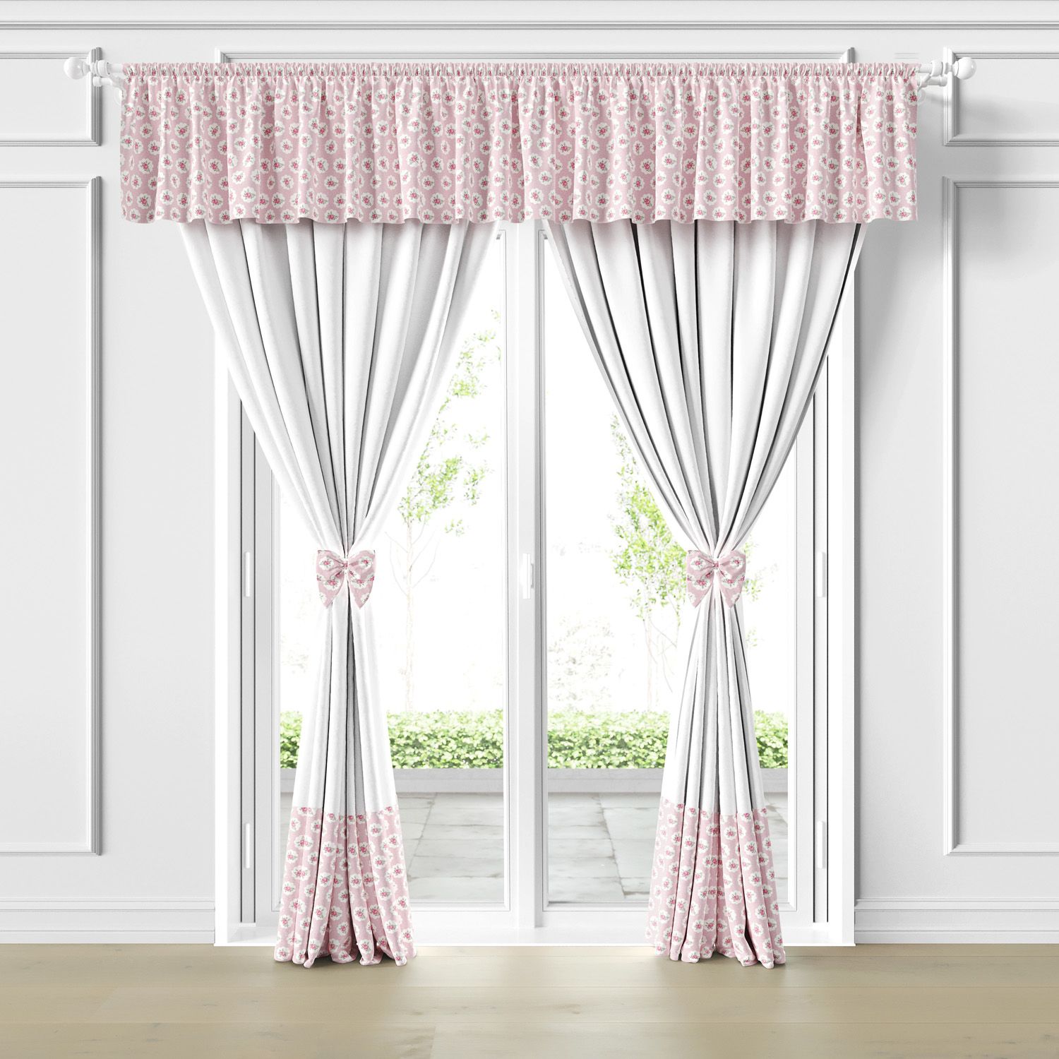 Cortina Infantil e Bebê Floral Liberty Poá Azul