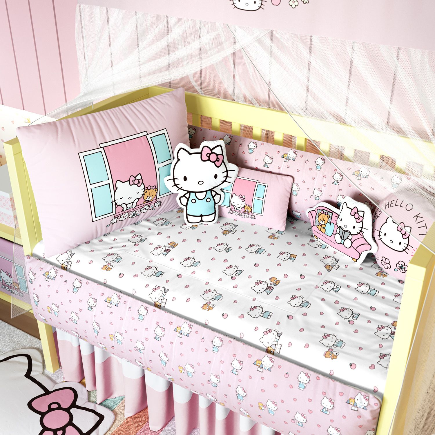 Kit Berço Hello Kitty Rosa
