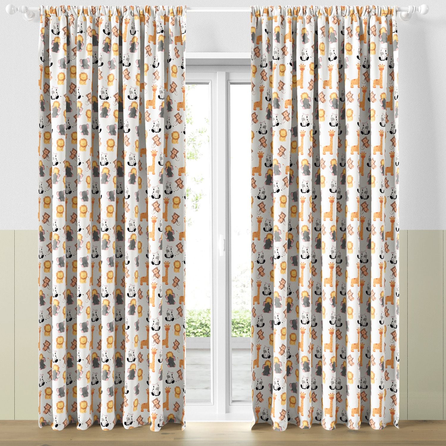 Cortina Infantil e Bebê Safári Aquarela