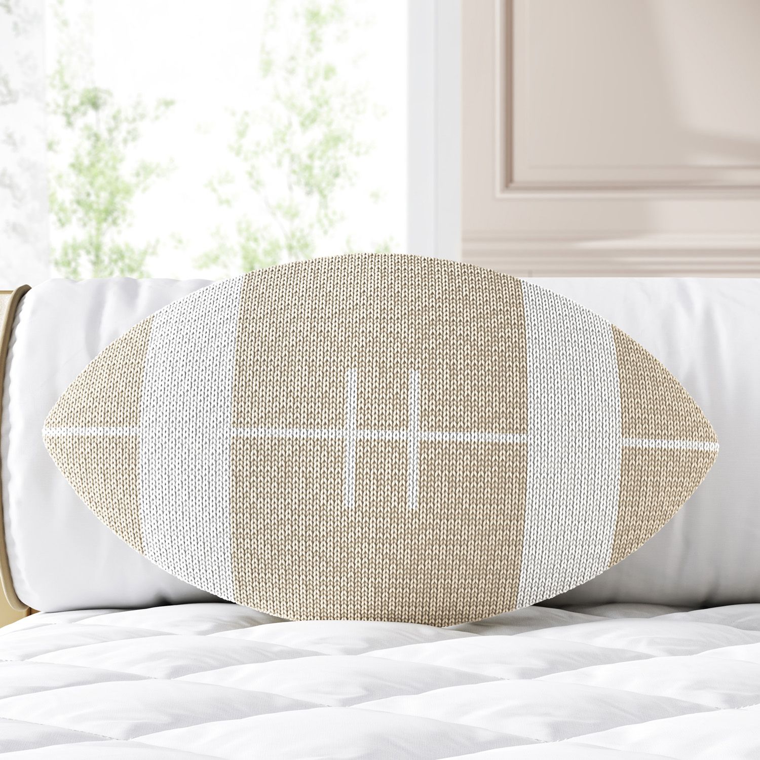 Almofada Tricot Bola de Futebol Americano Bege