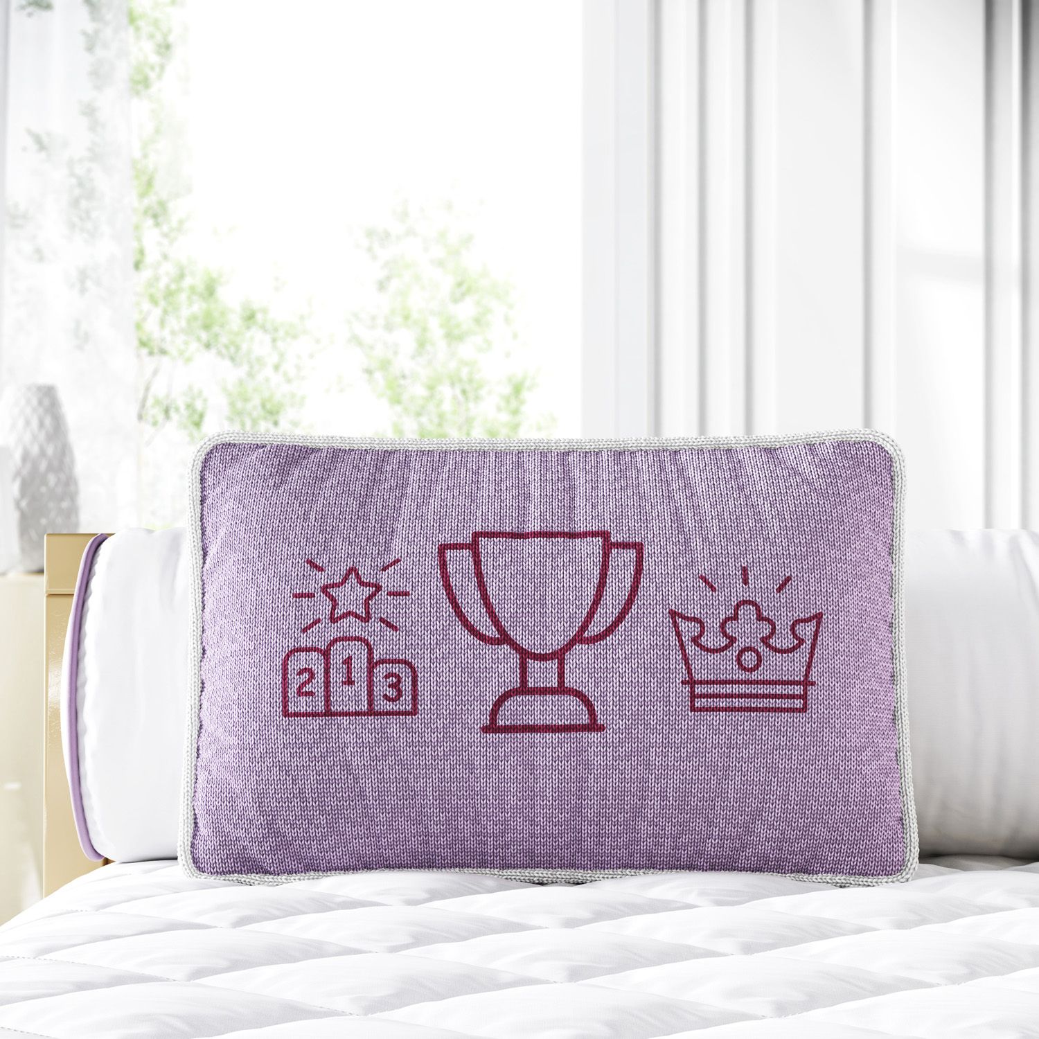 Almofada Retangular Tricot Campeão Lilás
