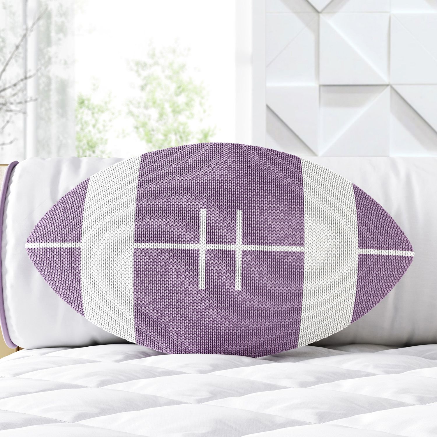 Almofada Tricot Bola de Futebol Americano Lilás