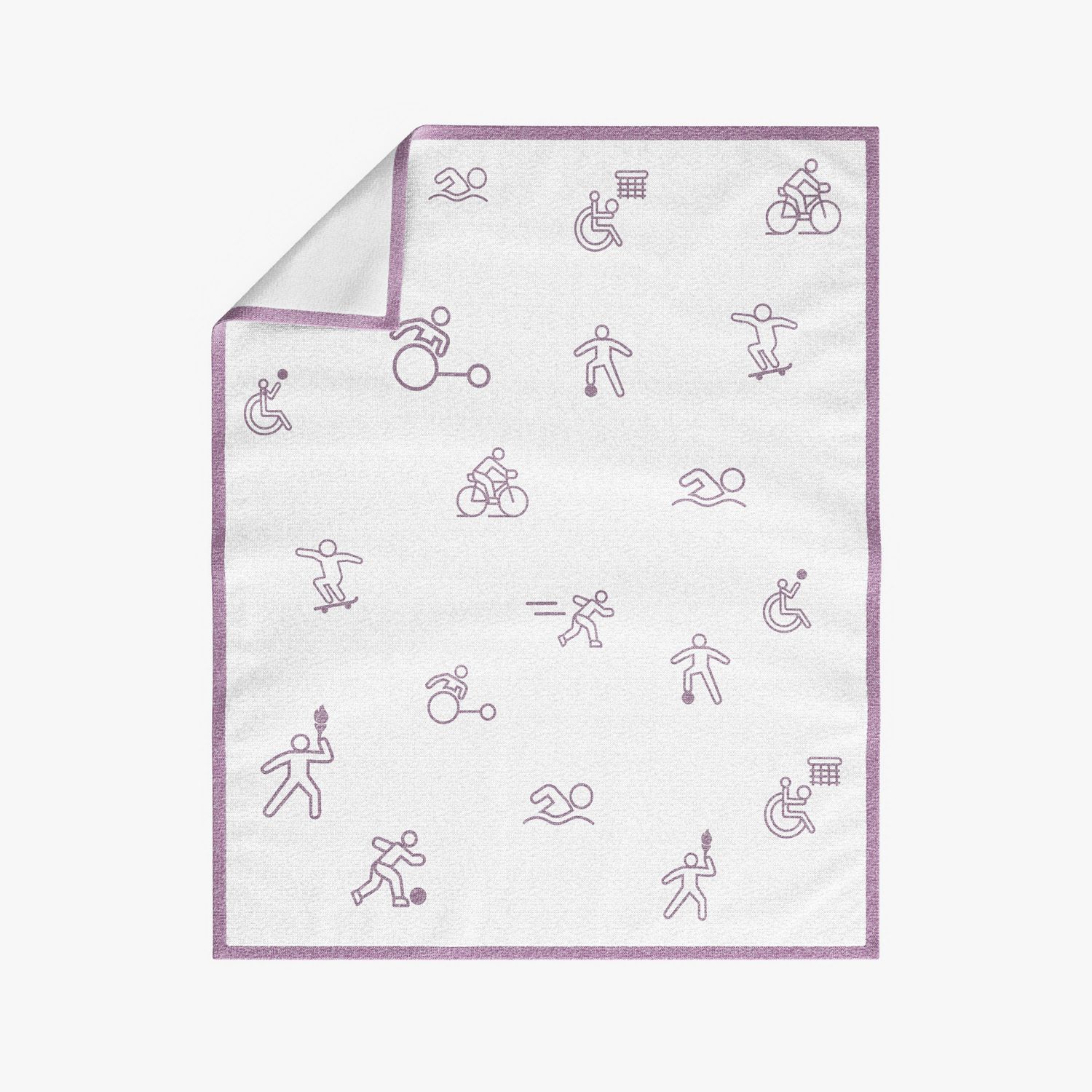 Manta Tricot Esportes Branco e Lilás 1M